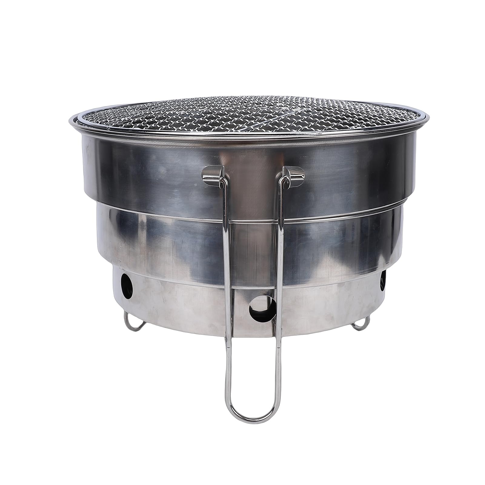 SIXRUN Griglia a Carbonella Portatile, Griglia per Barbecue Pieghevole in Acciaio Inox da 29 Cm con Vassoio per Carbonella da Incasso, Borsa Piatta per il Trasporto, per Campeggio, Picnic, Cucina in