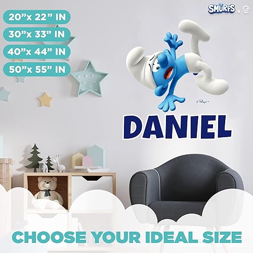 Miniatura 5 de EGD Decoración de pared personalizada de los pitufos, calcomanías de pared de pitufos torpes, nombre personalizado para la decoración de la