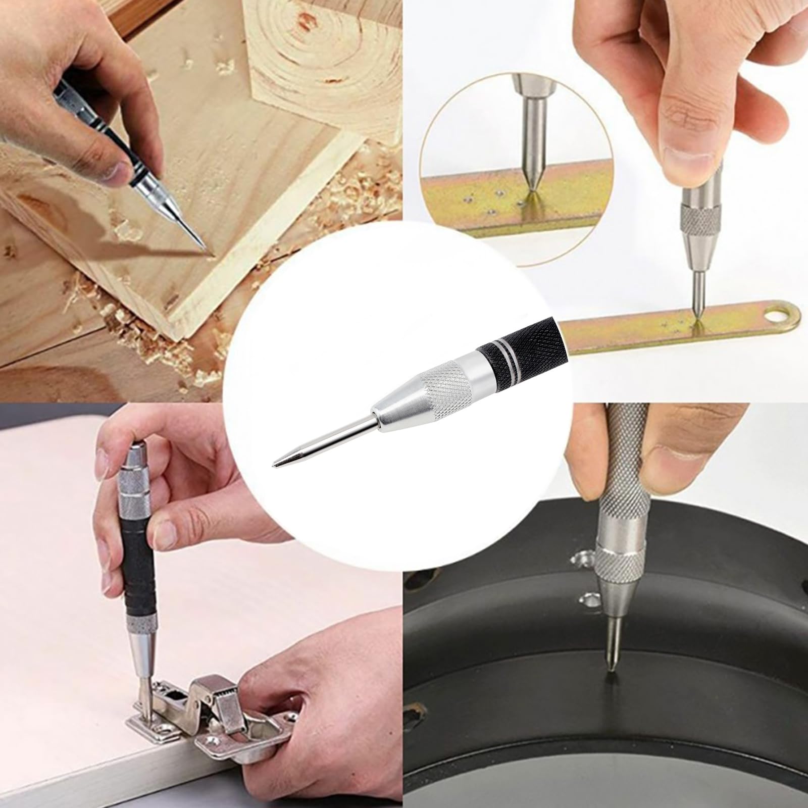 Punzone Centrale Automatico A Molla 12,7 Cm - Per Marcare Metallo E Legno Con 2 Ditali Di Ricambio - Foto 4