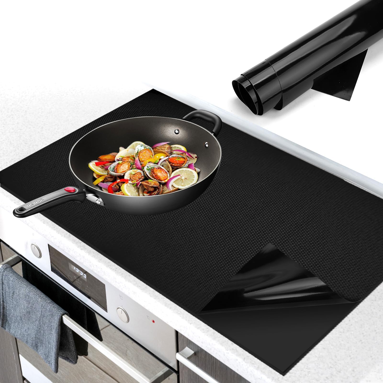 Protector de placa de inducción (magnético), protector contra arañazos, cubierta de silicona para cocina de inducción, alfombrillas de silicona multifuncionales (60 x 53 cm)