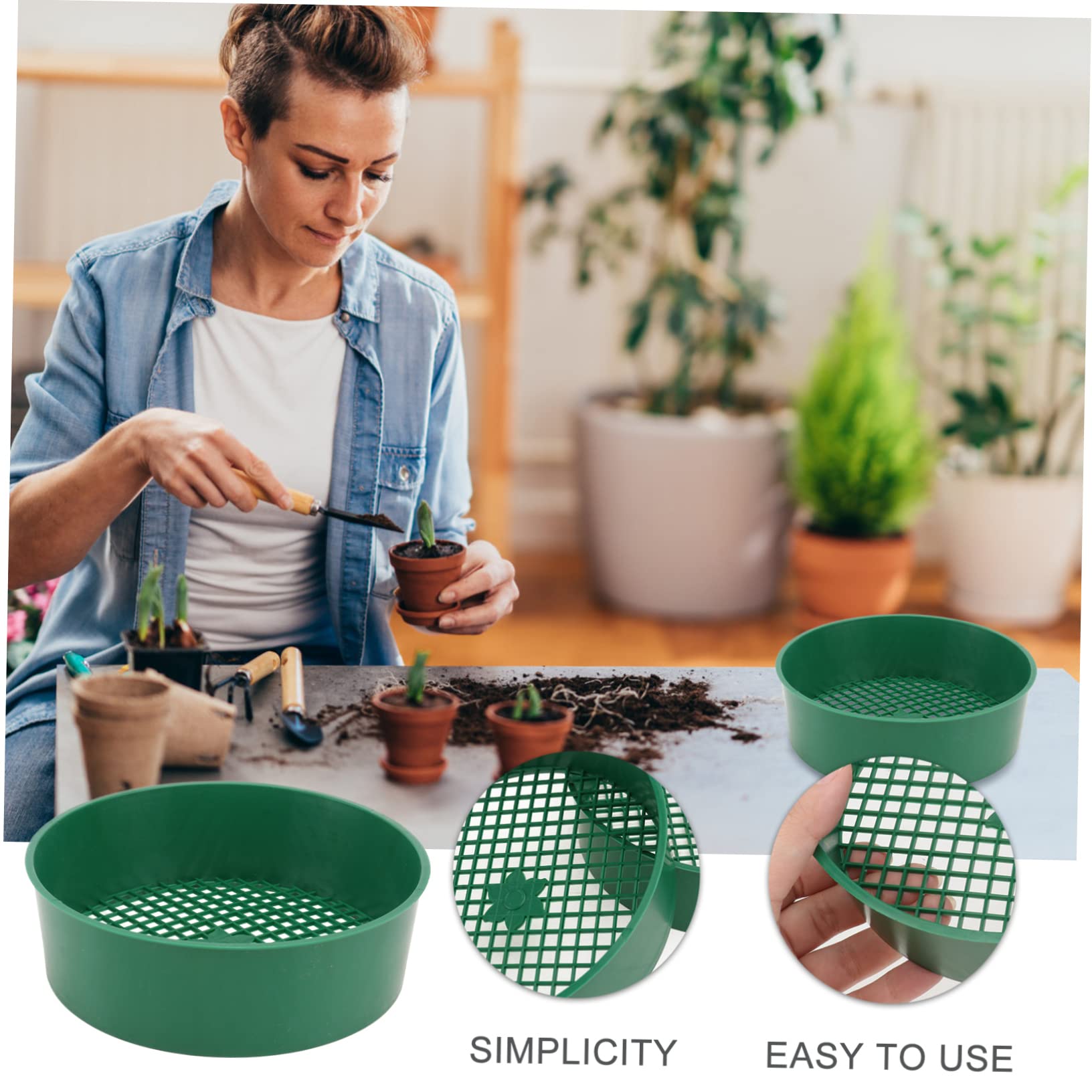 FUNOMOCYA Dirt Sifter 5pcs Planting Soil Filter Lightweight Plastic Mesh Sieve Cultivator Garden Tool Gardening Riddle