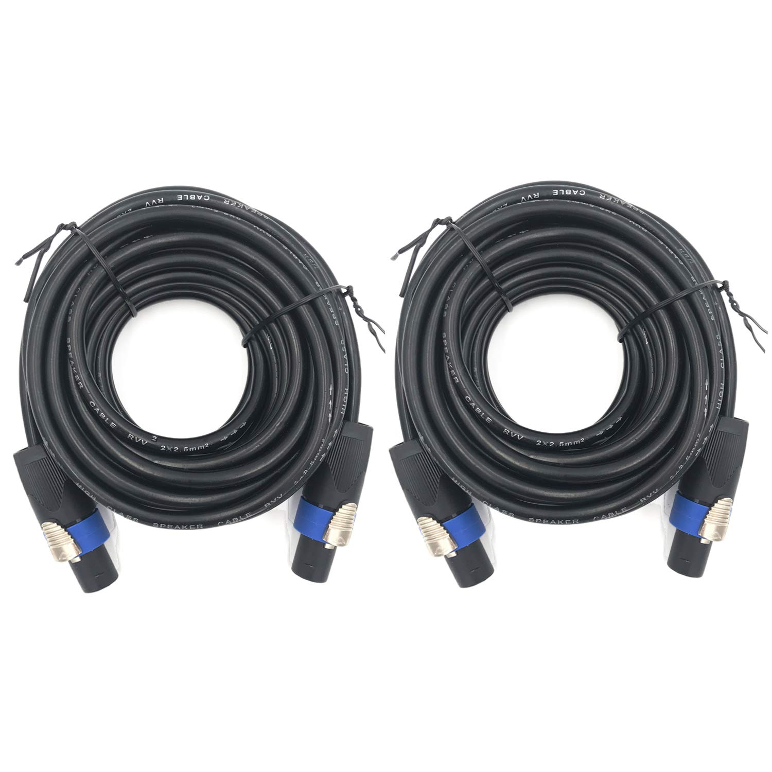 2 Pack 30ft Pro Speakon to Speakon Cable, Pair 12AWG Patch Cords, Professional Speakon Audio Cable Cord with NL4FC Connector