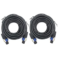 Vista 1 de Paquete de 2 cables Speakon Pro a Speakon de 15 pies, par de cables de conexión de 12 AWG, cable de audio Speakon profesional con conectores NL4FC