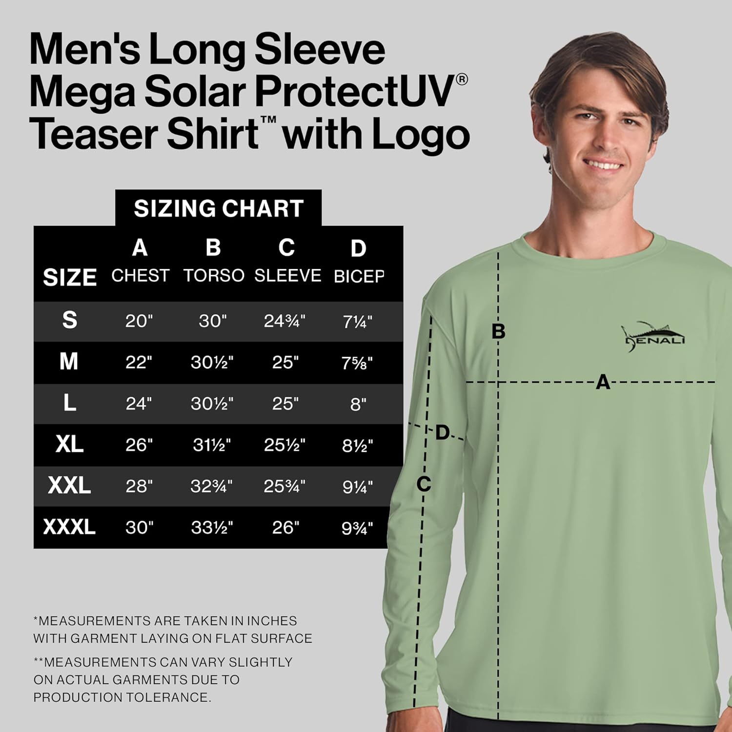 Denali Men's Tuna Logo Tournament Teaser UPF 50+ Long Sleeve T-Shirt, UV Protection, Quick Dry Fisherman's Shirt Small Green Tea