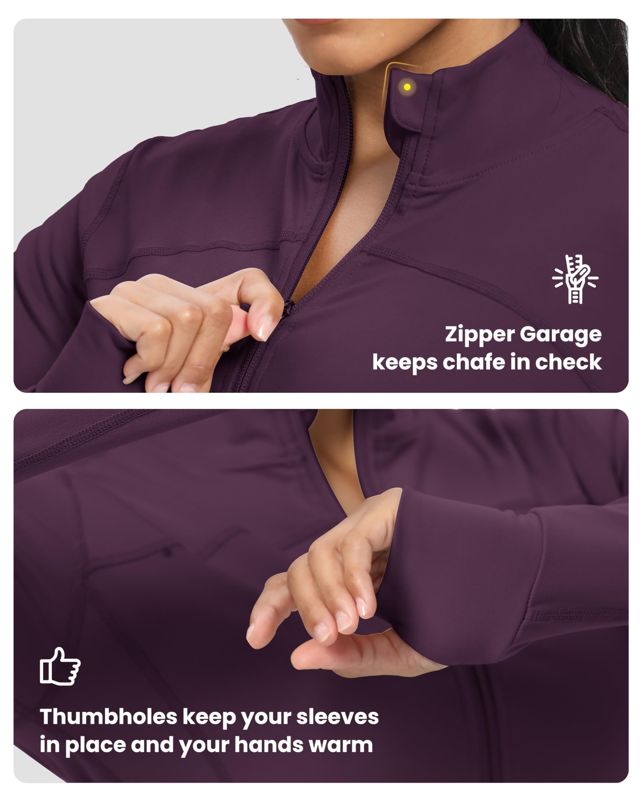 GYM RAINBOW Chaquetas deportivas ligeras y ajustadas con cremallera para mujer, con agujeros para el pulgar