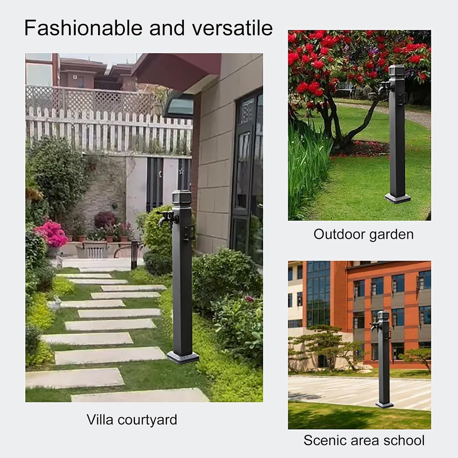 Garden Water Column Outdoor Post Faucet Stainless Aluminum Tap Antifreeze Hose Extender with Decorative Yard Hydrant Fountain for Patio/Backyard(Copper,14.5 * 95cm/5.7 * 37.