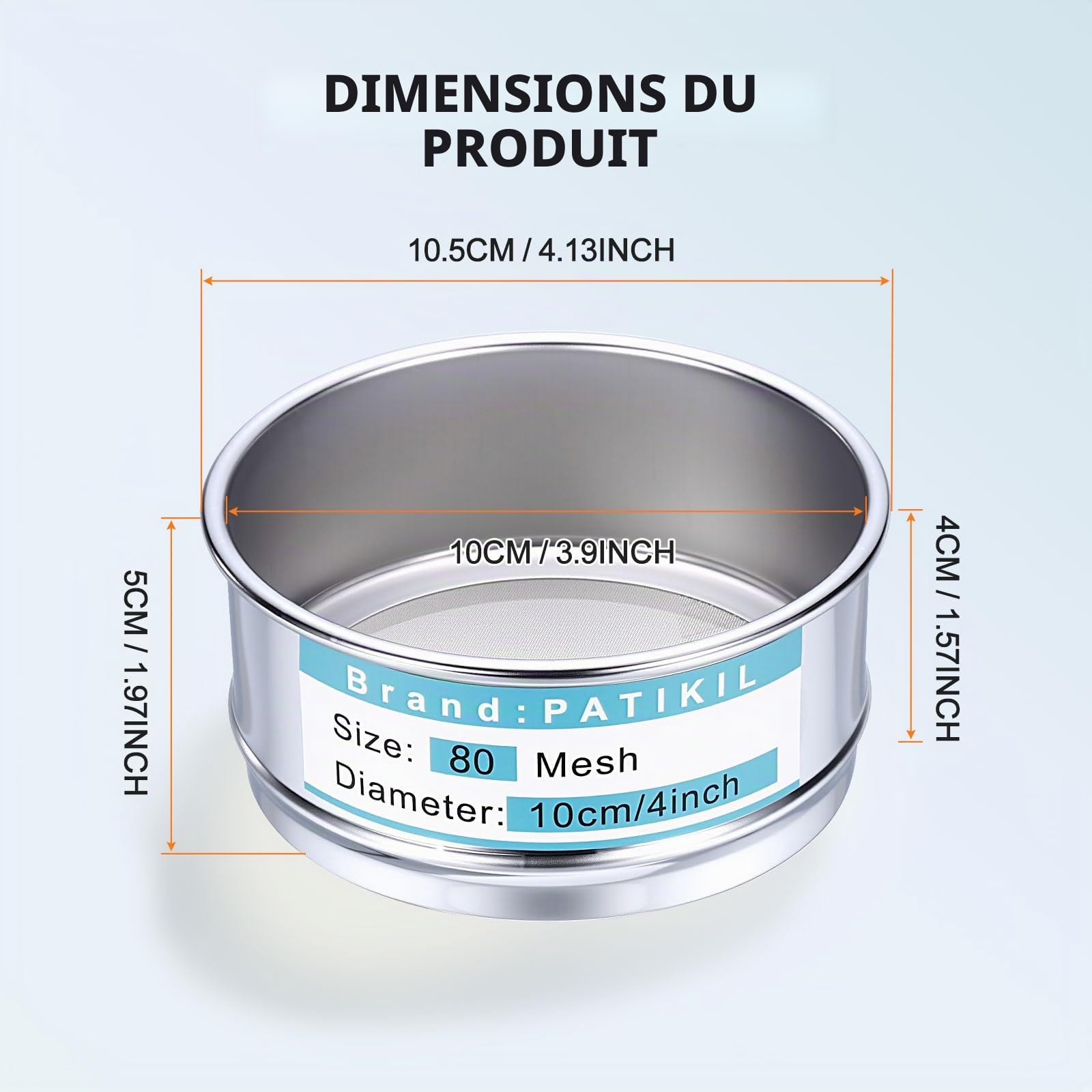 PATIKIL 80 Mesh (0.2mm) Tamis De, 3.9" (10cm) Diamètre Écran De Tamisage 304 Toile Métallique En Acier Inoxydable Tamis À Maille Fine Pour Tamisage Tamis À Sol Écrans De Tamisage