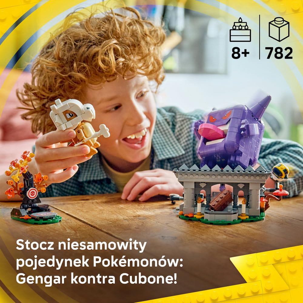 LEGO Pokémon SMART Play: Cubone i Gengar — upiorne starcie 72166 | Interaktywna zabawka z figurkami Pokémonów z klocków, zestaw kompatybilny, prezent dla dzieci 8+, 4 SMART Tagi, 782 elementy