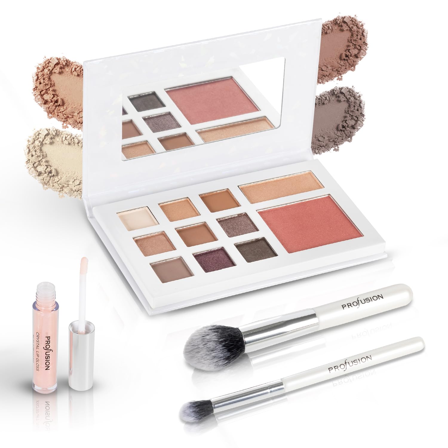 Profusion Cosmetics Beauty Box Face Collection - Compact Full Face Palette with Neutral Eyeshadows, Blush, Highlighter, Lip Gloss & 2 Application