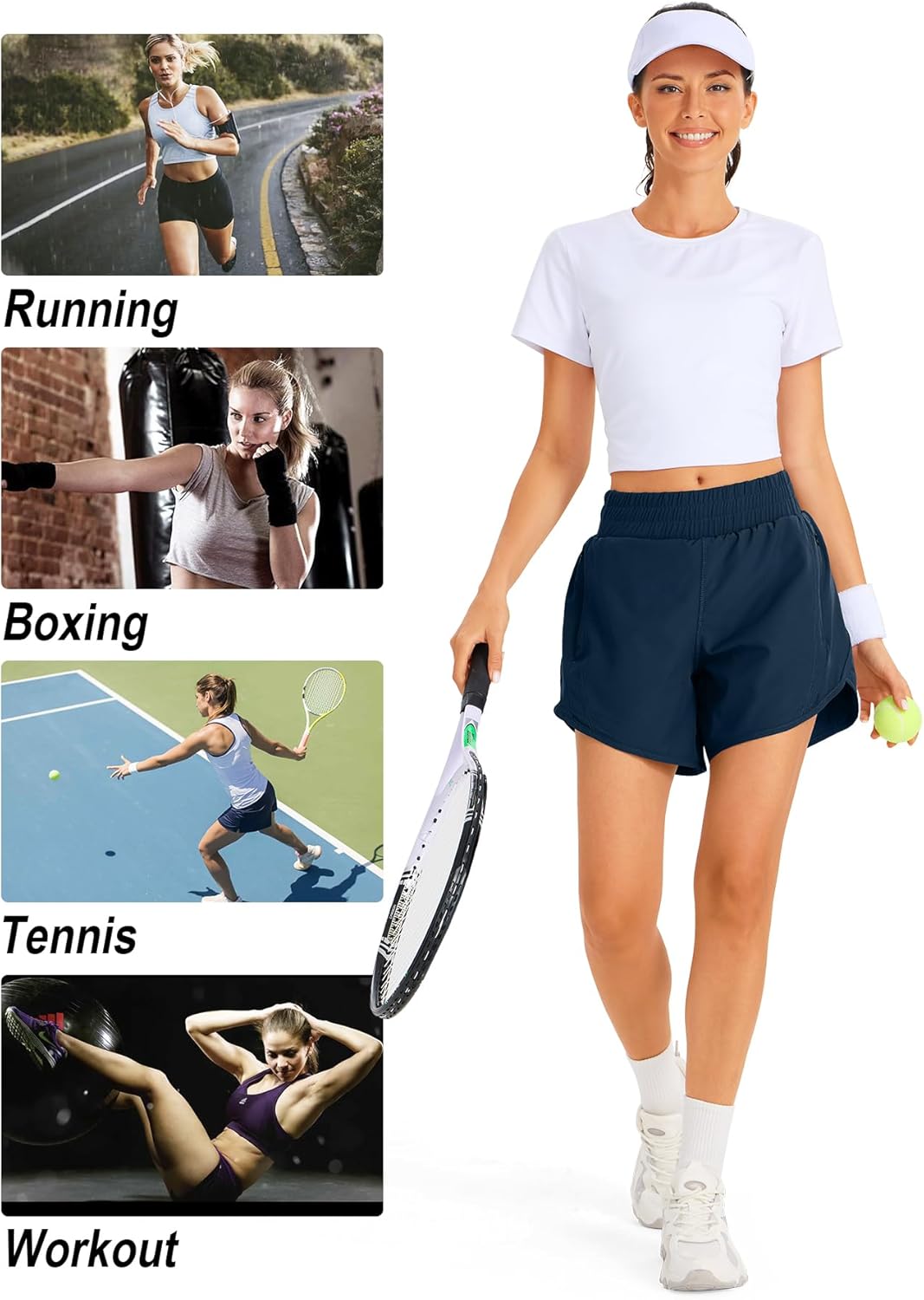 ZUTY 5" Athletic Running Shorts for Women with Zipper Pocket High Waisted Quick Dry Workout Gym Shorts with Liner - Image 5