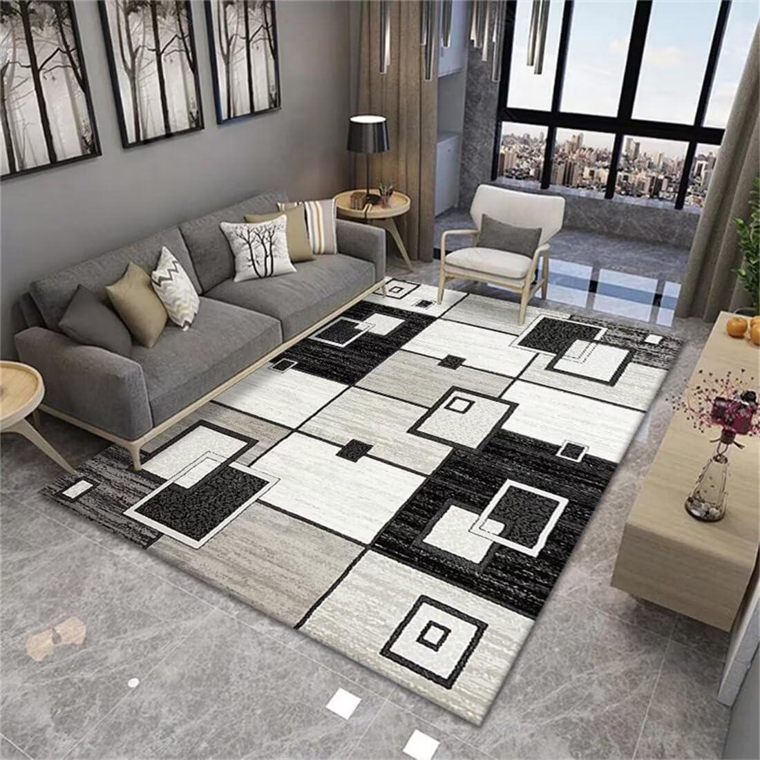 Tapis lavable machine ultra résistant gris 70x200cm pour entrée