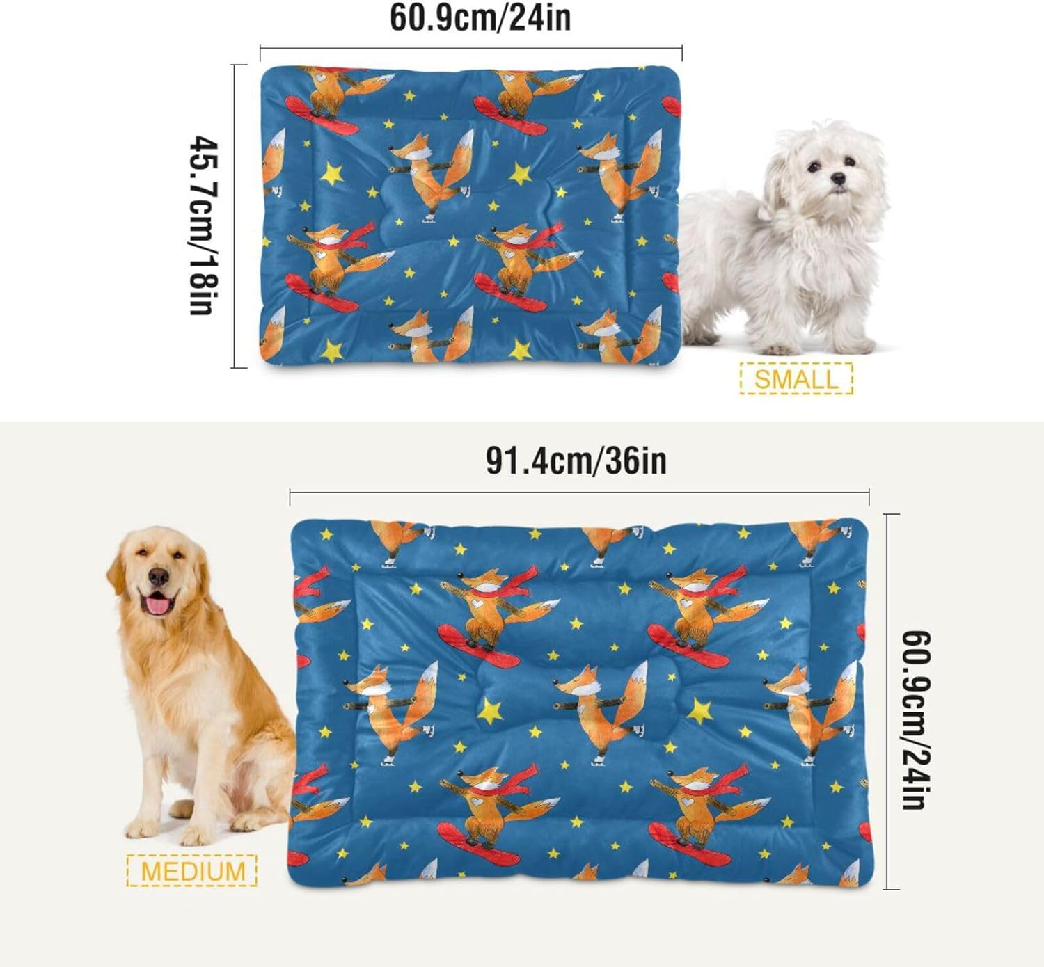 review Skateboard Fox Star Dog Cat Pet Bed Washable Pet Cat Bed Cushion Outdoor Dog Beds Mat Anti-Slip Dog Kennel Couch Crate Pad for Medium Small Large Dogs Sleeping Indoor Pets Cats