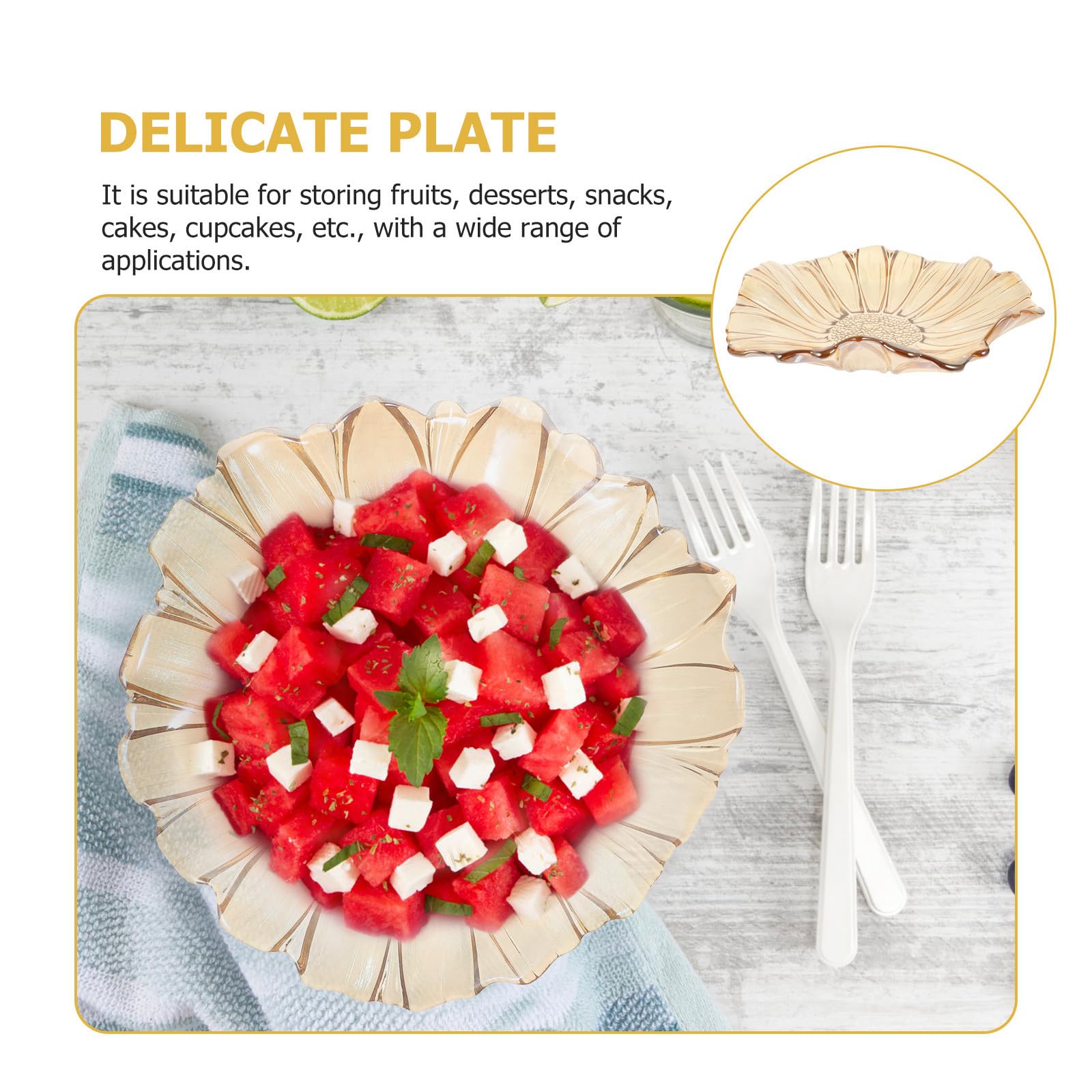 INOOMP Vassoio Portaoggetti in Vetro Ambra a Girasole, Piatto Portafrutta Creativo per Casa e Cucina, Forniture per Feste e Servizio Versatile per Colazione e Cena