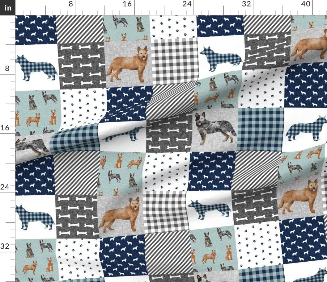 Spoonflower Fabric - Cheater Quilt Wholecloth Dogs Pet Pets Australian Cattle Dog Printed on Petal Signature Cotton Fabric by The Yard - Sewing Quilting Apparel Crafts Decor