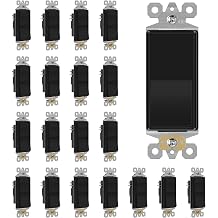 ECOELER Black Decorator Wall Light Switch, Single Pole Electric Wall Switches Replacement, 15A 120/277V, Self-Grounding, On/Off Rocker Paddle Interrupter for Residential and Commercial, 20 Pack