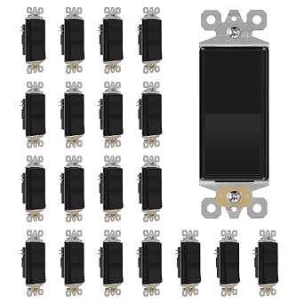 ECOELER Black Decorator Light Switch, 15 Amp Single Pole Electrical Switch