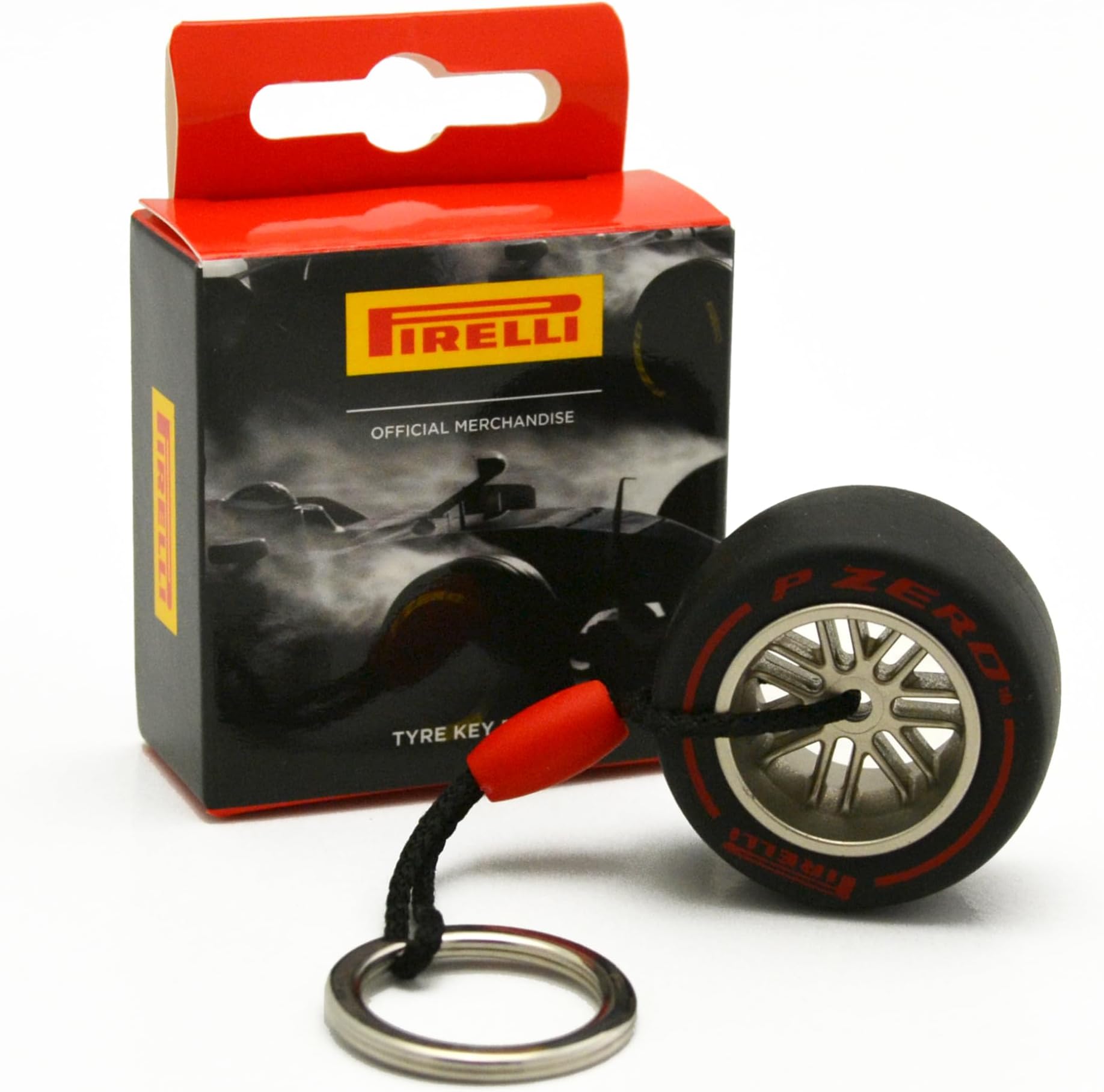 F1 Pirelli Motorsport Official Merchandise - Rubber Wheel Tyre Keyring Keychain - Slick Red Colour