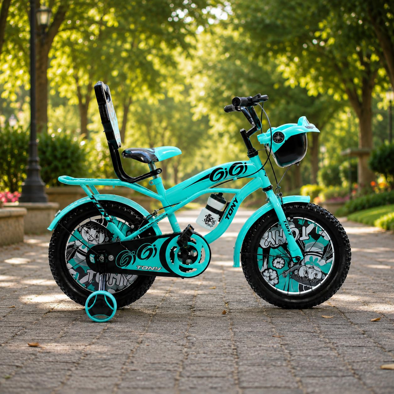 RAW Bicycles Sports Gigi with Training Wheels 16T BMX Bicycle Cycle for Kids 5-8 Years | Sea Green Black | Tubeless Tyres | Easy Assembly | Heavy Steel Frame-image-40