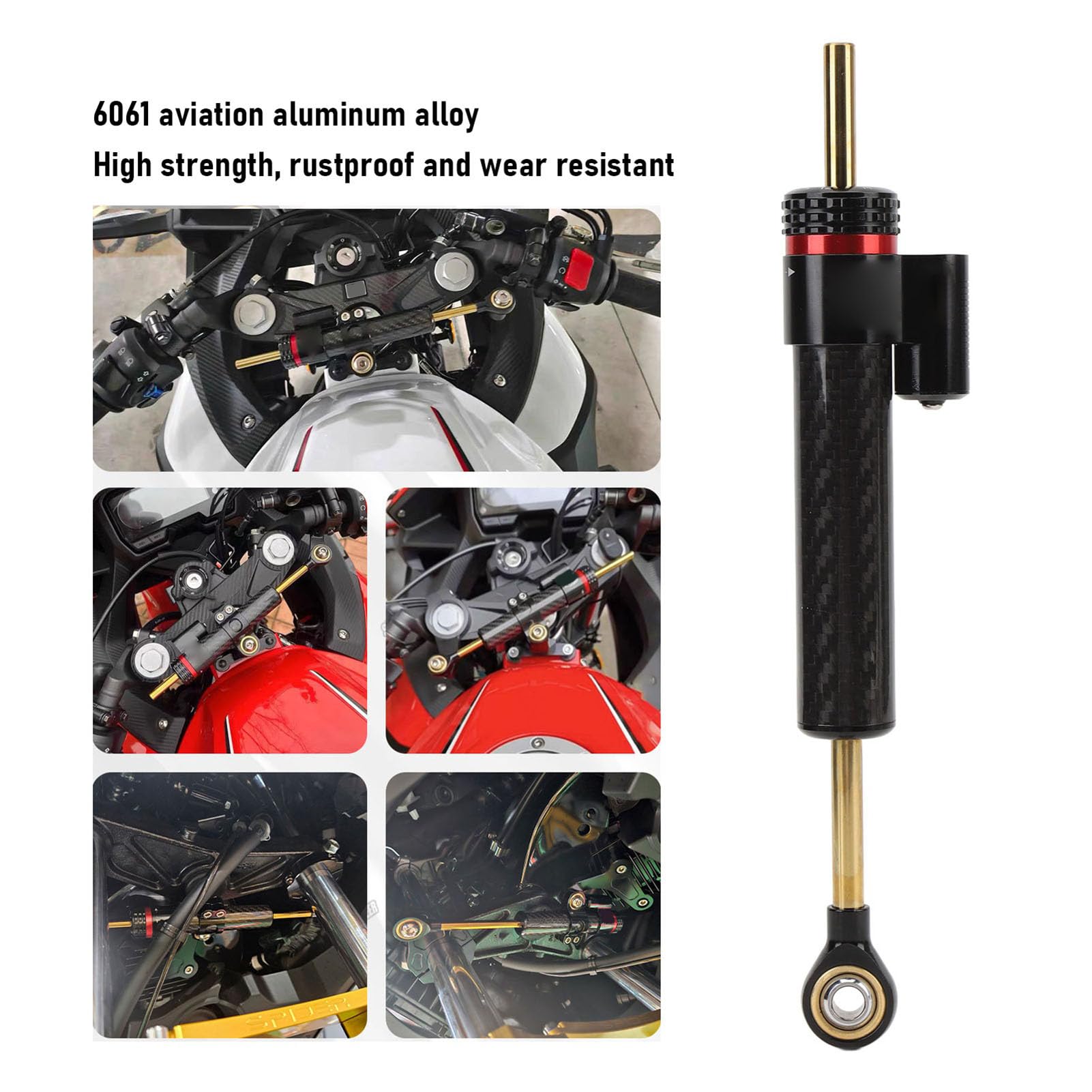 6061 Aluminium Stopu Sterowania Motocyklami Stabilizator Uniwersalny Tłumik Kierowniczy, Dowód Zużycia, System Tłumienia Wrażliwy na prędkość, Poprawia obsługę i Zmniejsza