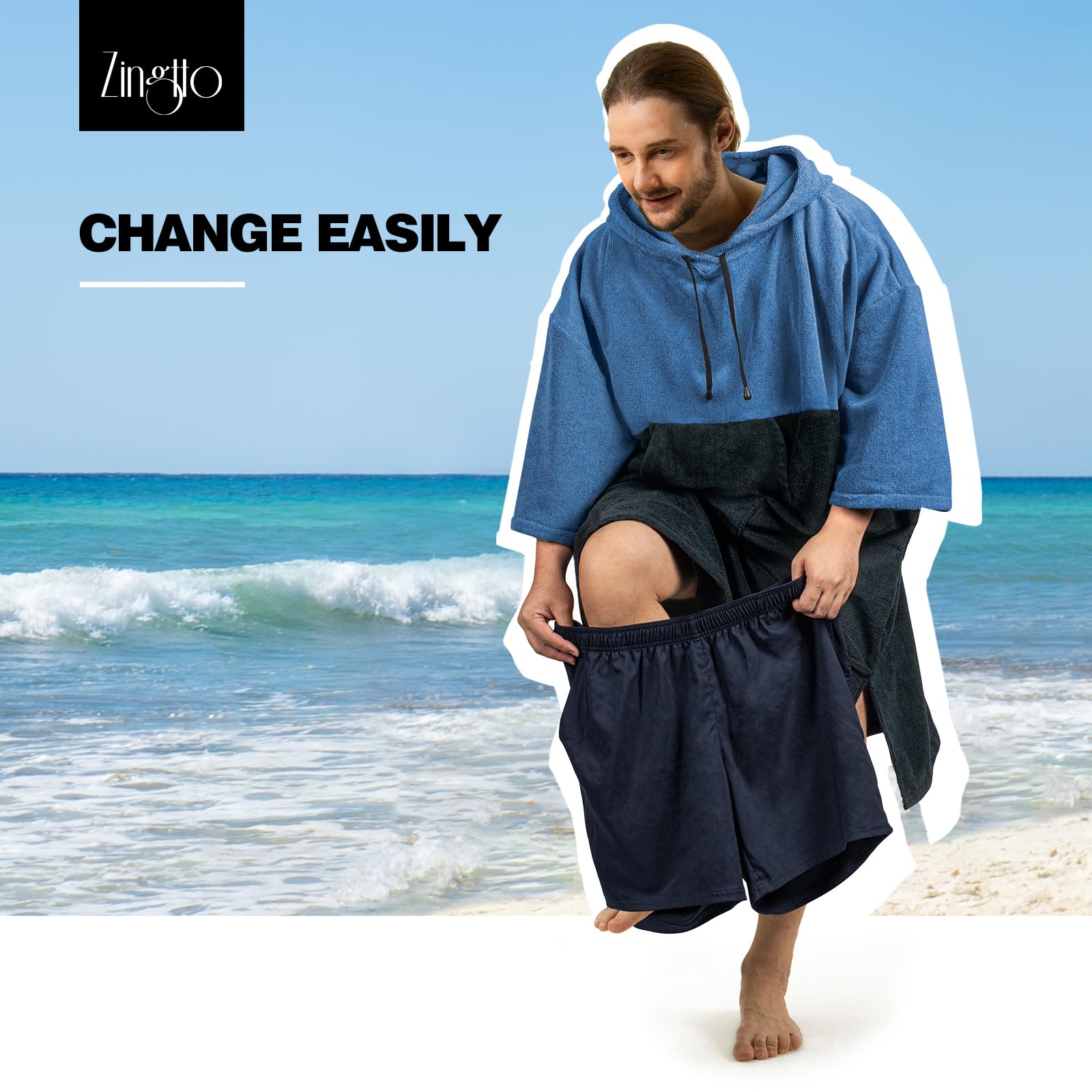 Amazon.com: Zingtto Surf Poncho Changing Robe, 3/4 Sleeve Extra