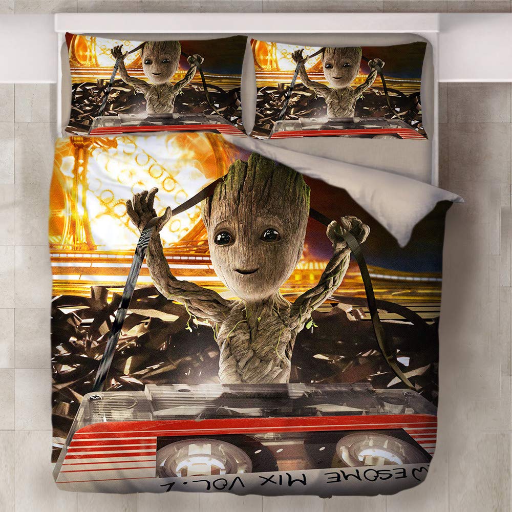 Skyvov 4 Nichiyo Groot Bed Linen Set - Duvet Cover And Pillowcase, Microfibre, 3D Digital Print, Three-Piece Bed Linen (Duvet Cover + Pillowcases) (, Single 135 X 200 Cm)