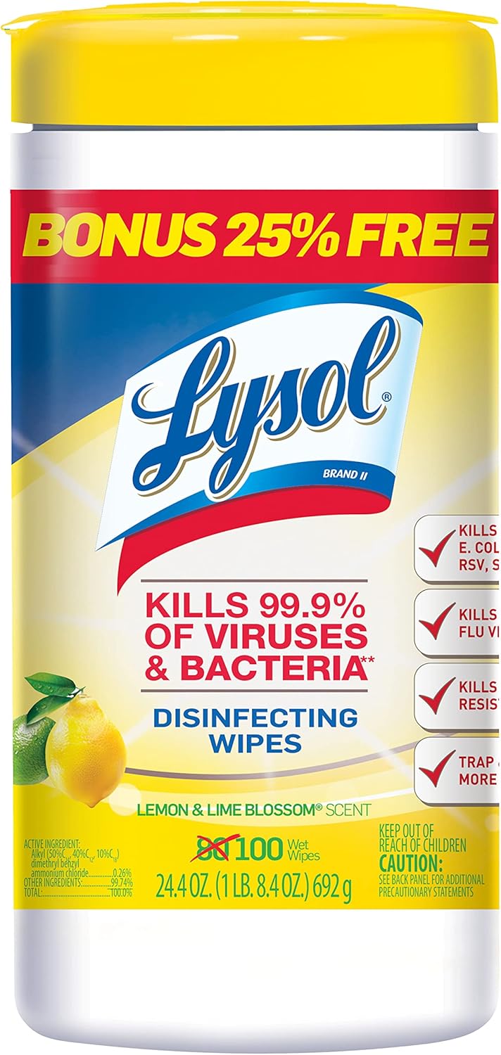 Lysol Disinfecting Wipes, Lemon and Lime Blossom, 80 Count