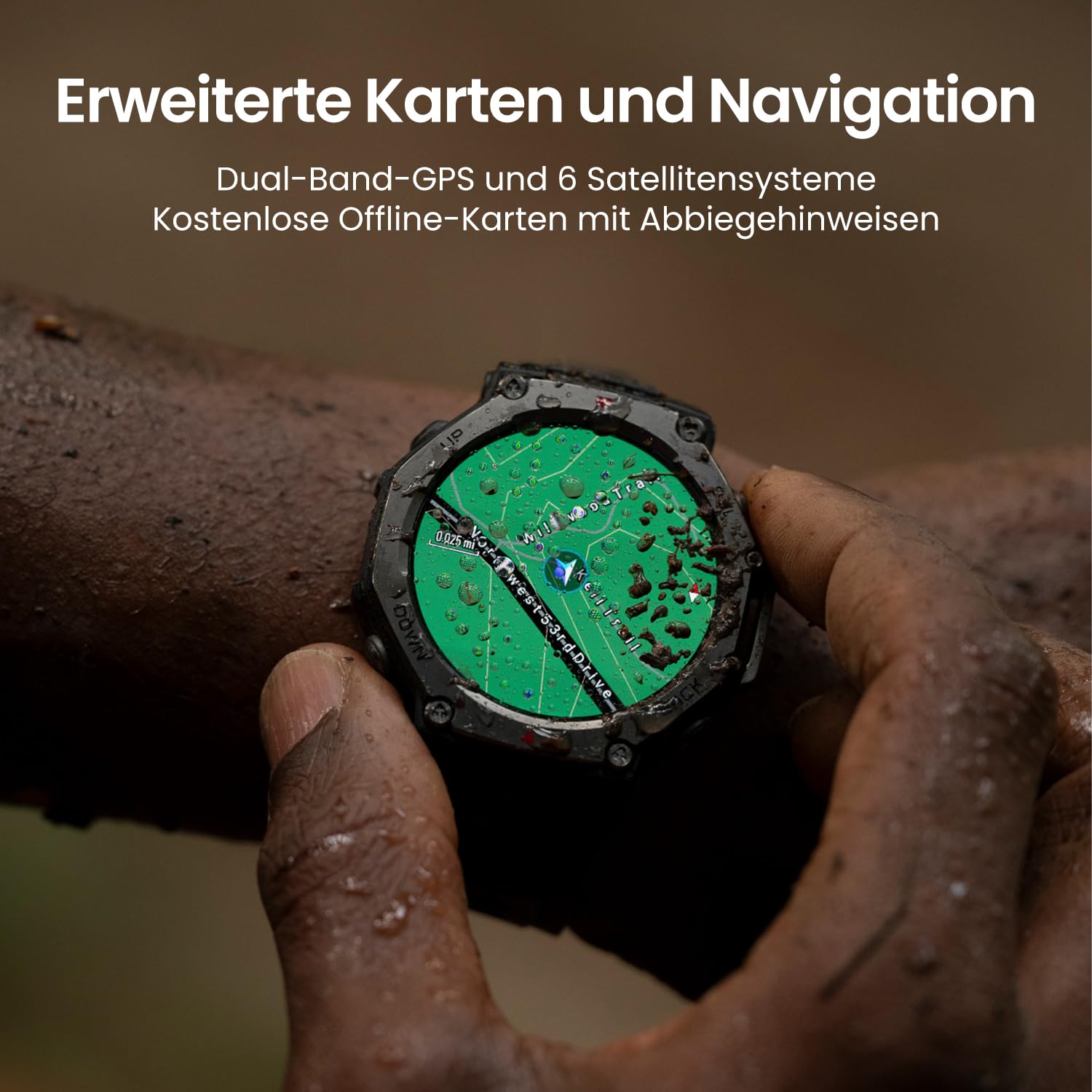 Amazfit T-Rex 3 Outdoor Smartwatch 48mm AMOLED Display, Offline Karten & Navigation, Dual Band GPS, 27 Tage Akkulaufzeit, NFC Zahlung, 170+ Sportmodus, 45m Freitauchen