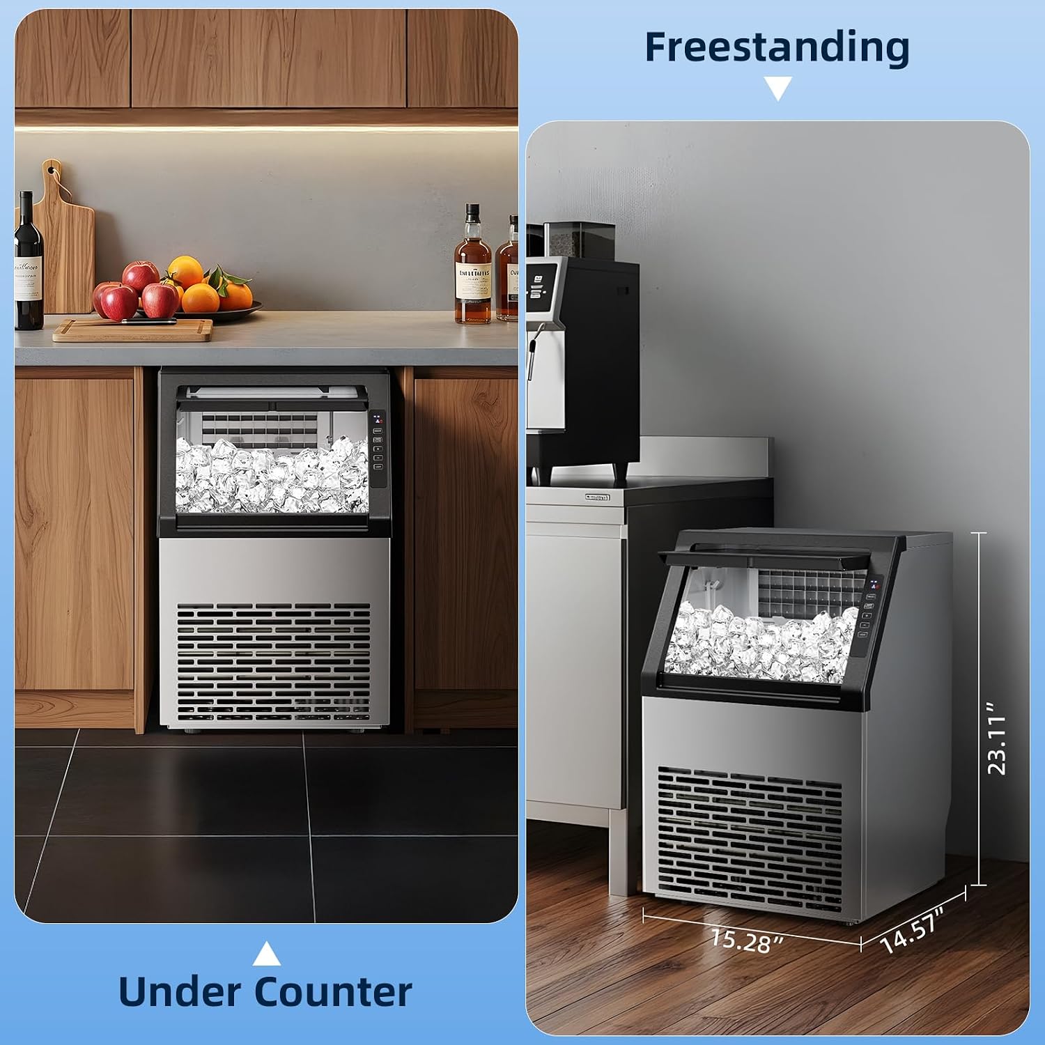 Antarctic Star Commercial Ice Maker Machine 79Lbs/24H, Self-Cleaning, Ice Scoop, Freestanding Ice Cube Machine for Home, Bar, Restaurant, Coffee Shop