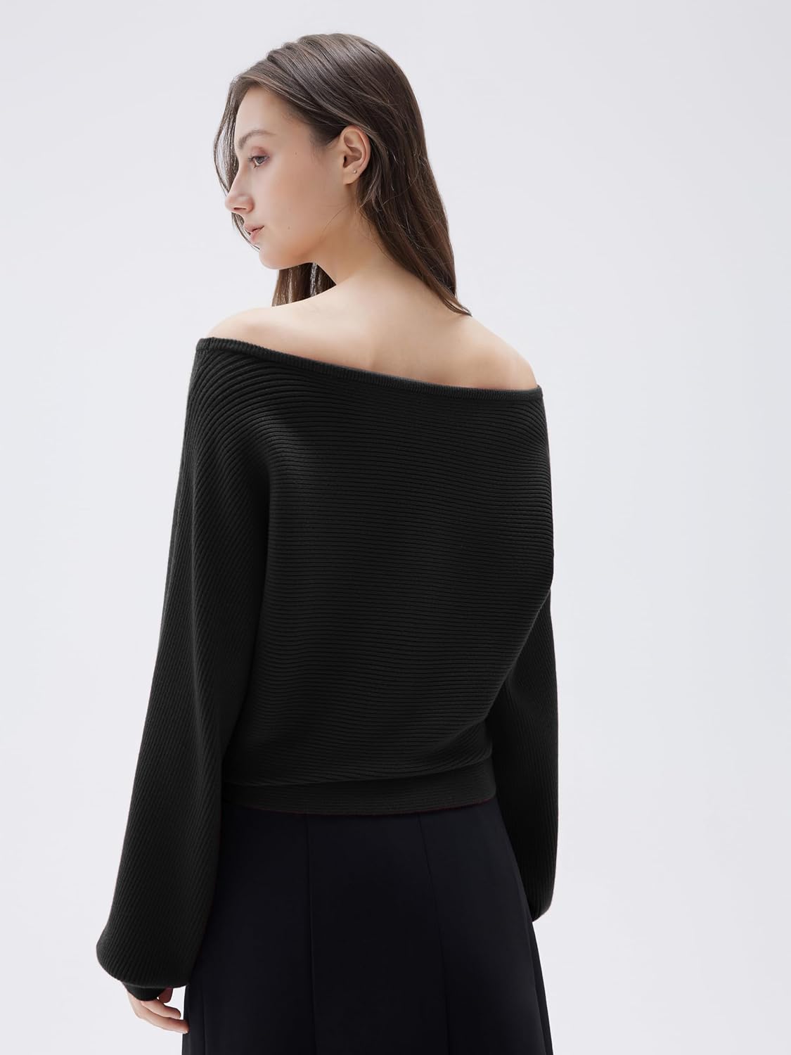 SUUKSESS Women Cashmere Blend Oversized Off Shoulder Pullover Sweaters Boat Neck Long Sleeve Knit Jumpers Tops - Image 4