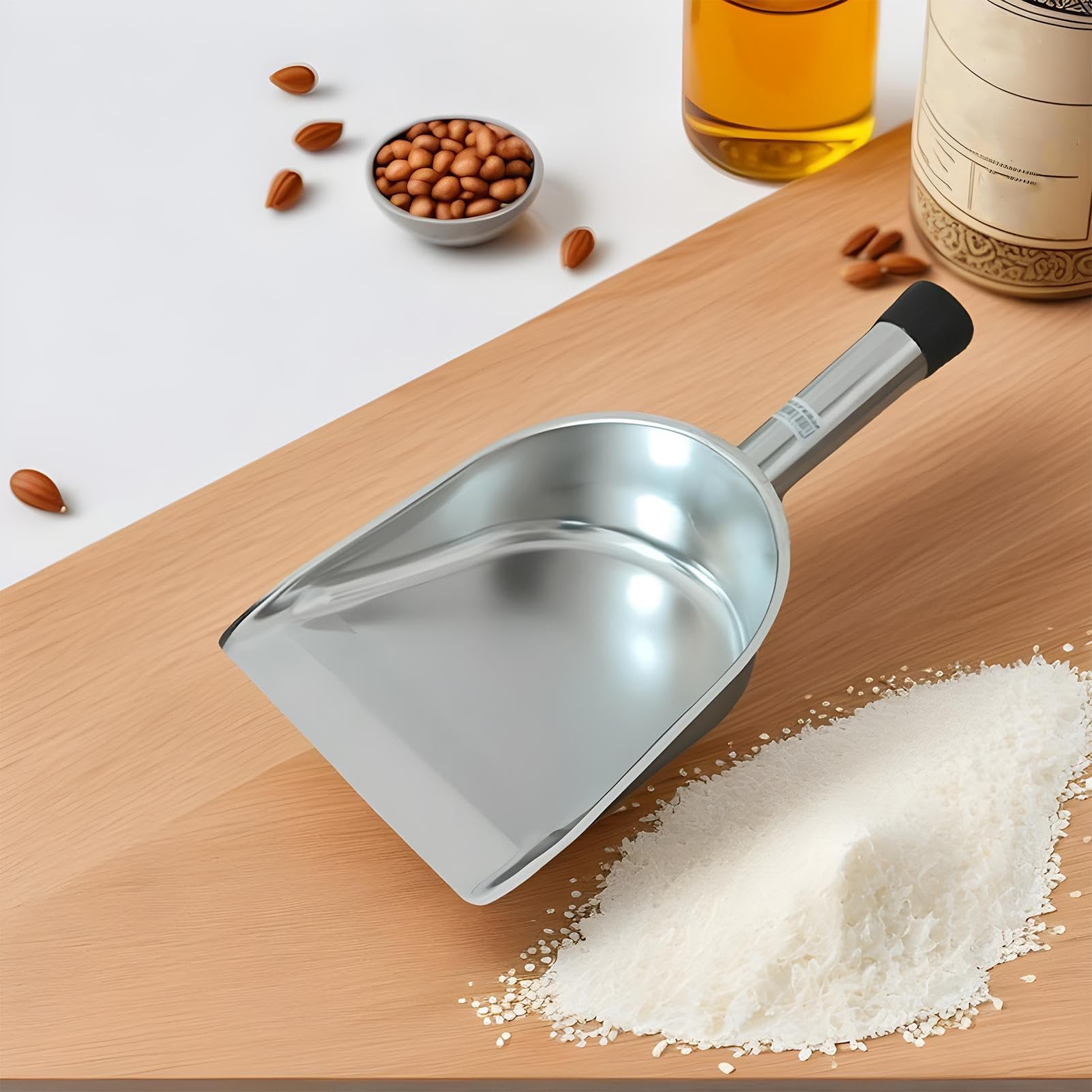 Pala para Harina de Metal - Utensilio De Cocina De Acero Inoxidable | Cuchara De Cocina Multiusos Ergonomica Para Granos Café Hielo