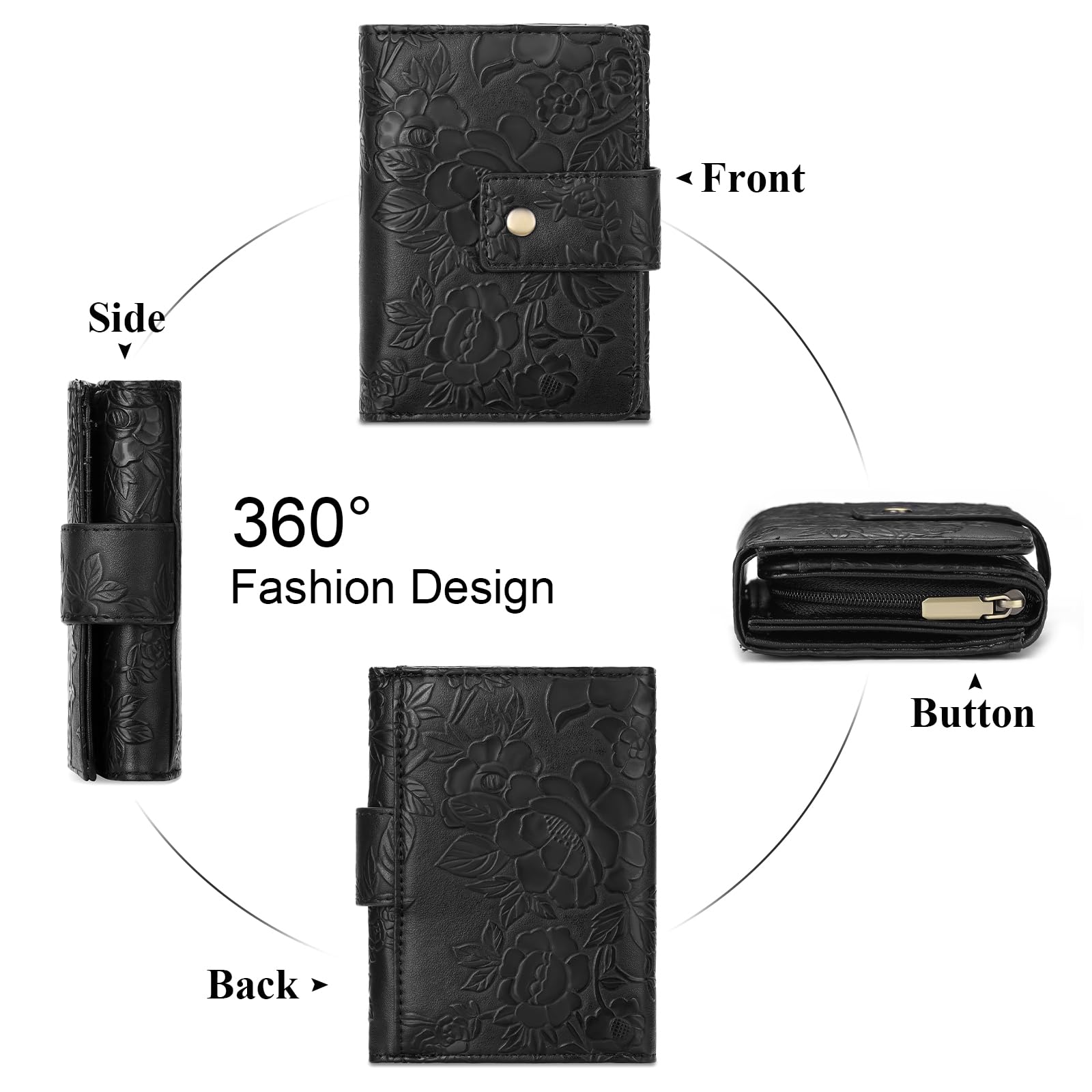 SENDEFN Portefeuille Femme Porte Monnaie Femmes avec Blocage RFID Portefeuille Moyen avec 16 Emplacements Porte Feuilles pour Femme Cuir avec Fermeture éclair Poche à Monnaie