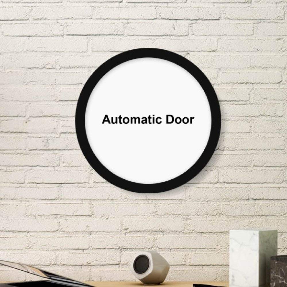 Cadre photo rond en bois noir avec motif de symbole de porte automatique DIYthinker taille S