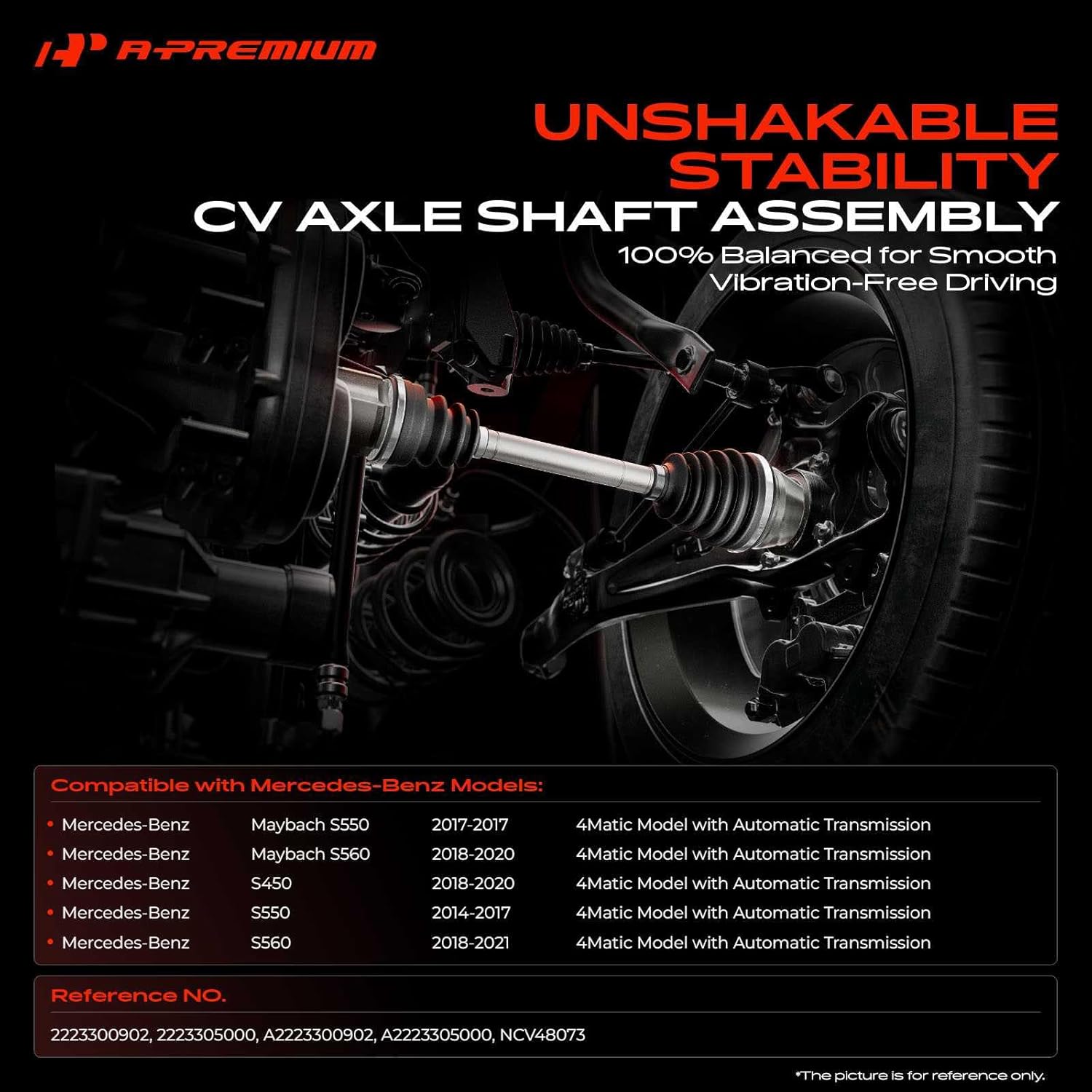A-Premium Pair (2) Front CV Axle Shaft Assembly Compatible with Mercedes-Benz S450 2018-2020, S550 2014-2017, S560 2018-2021, Maybach S550 2017, Maybach S560 18-20, for 4Matic & Automatic Transmission Front Driver and Passenger Side