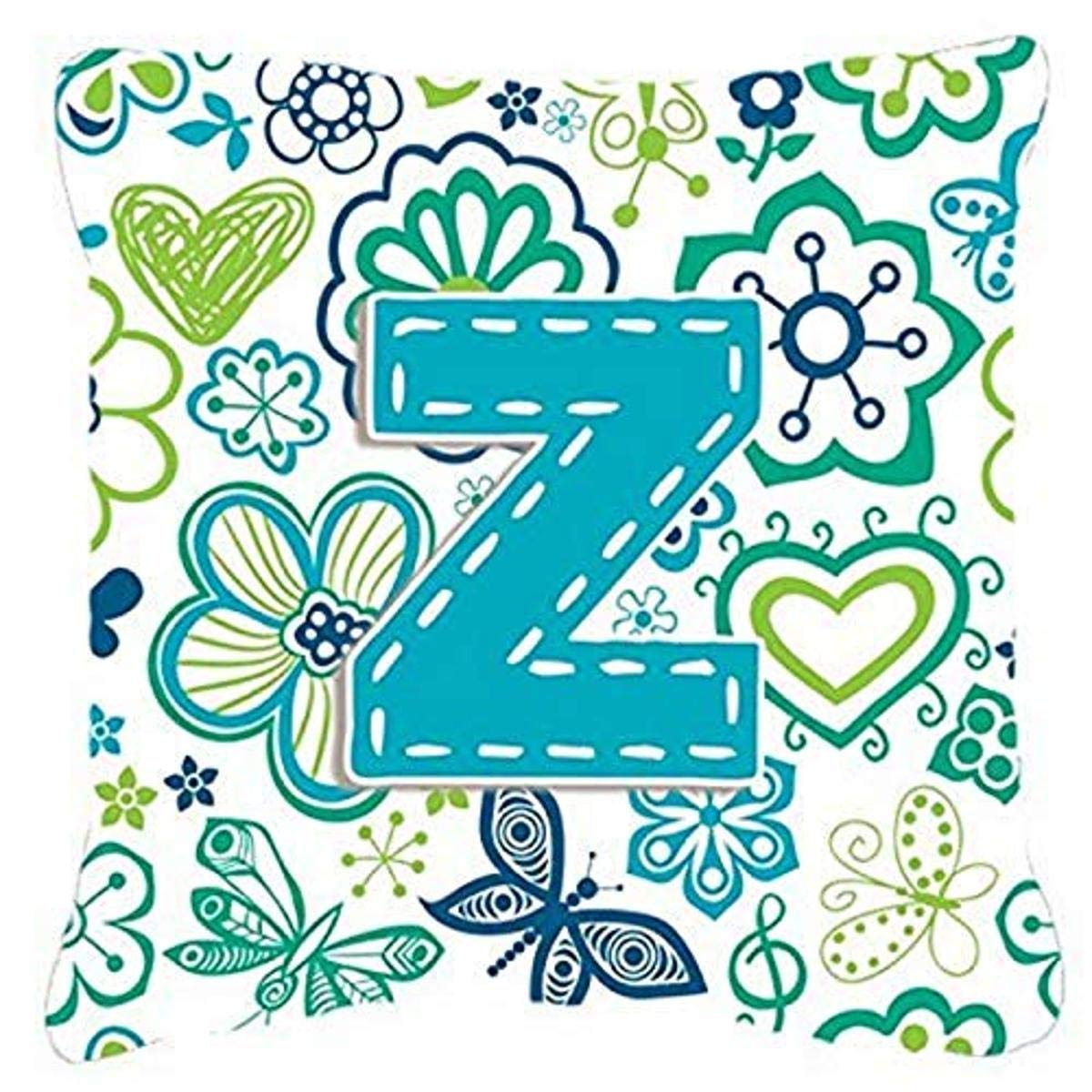Oreiller décoratif lettre Z bleu sarcelle coussin fleurs papillons Cj2006-zpw1818