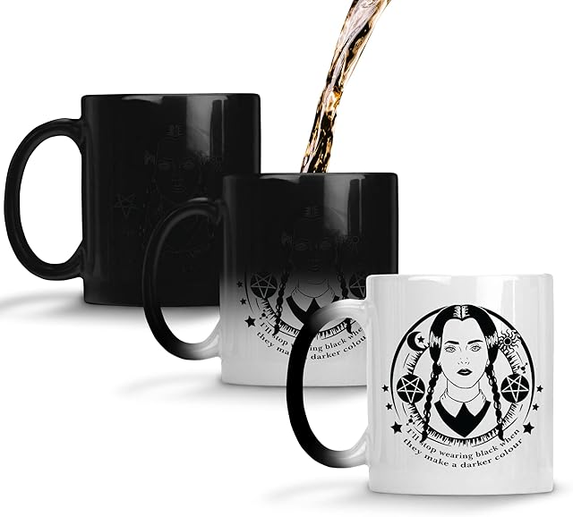 SMARTYPANTS Wednesday Addams Mug Tea Coffee Cup - I'll Stop Wearing Black When They Make A Darker Colour Quote Halloween Family Dark Goth Alternative TV Film Gift Present (Colour Change)