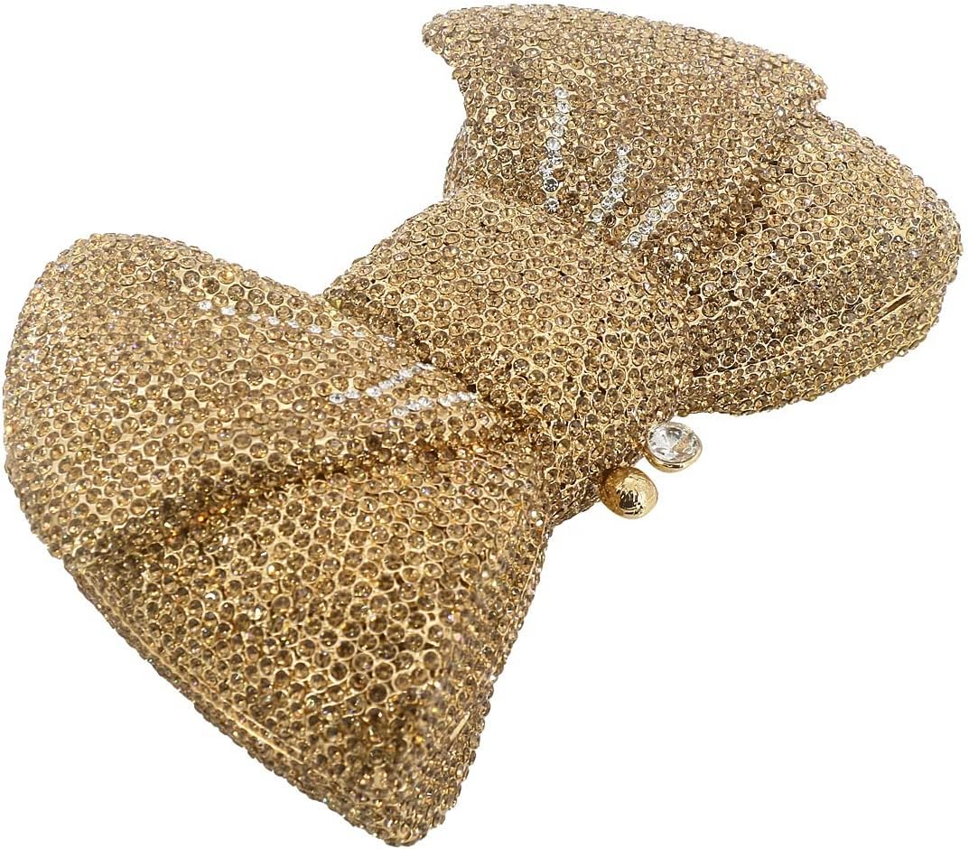 DJBM Sweet Bow Rhinestone Crystal Evening Clutch Diamond Evening Bags Purses and Handbags for Women Formal Party Wedding