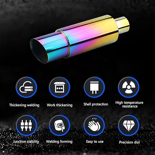 Miniatura 4 de cueclue 1 tubo recto de escape modificado para el sonido del automóvil, accesorios de silenciador de escape de vehículo de 14.3 x 3.5 pulgadas,