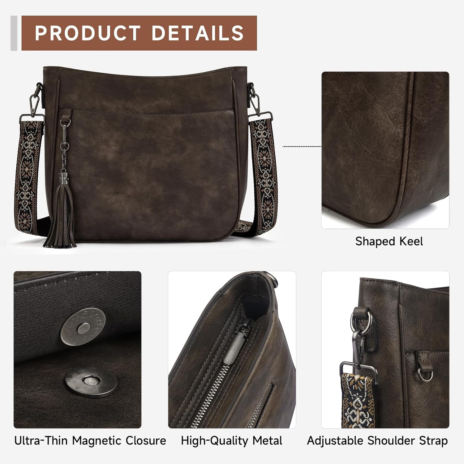 2PCS/Set Crossbody Bags for Women,Vegan Leather Hobo Purse Wallet For Women Set,Shoulder Bags With 2 Adjustable Strap
