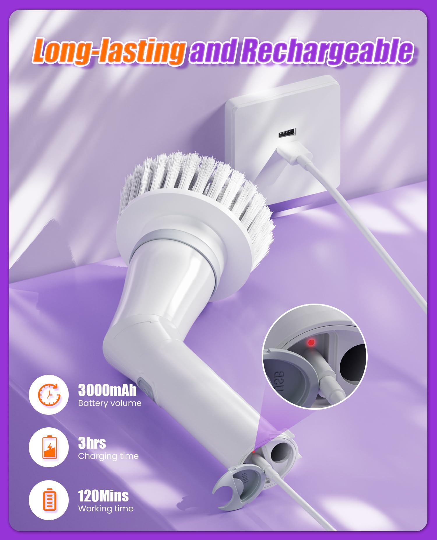 6-in-1 kabelloser elektrischer Spin Scrubber, ausziehbare