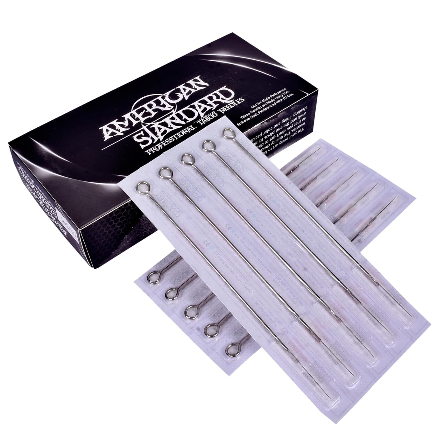 American Standard Fine Long Tattoo Needles Round Shader – Disposable & Sterilized (Pack of 20) (9RS)