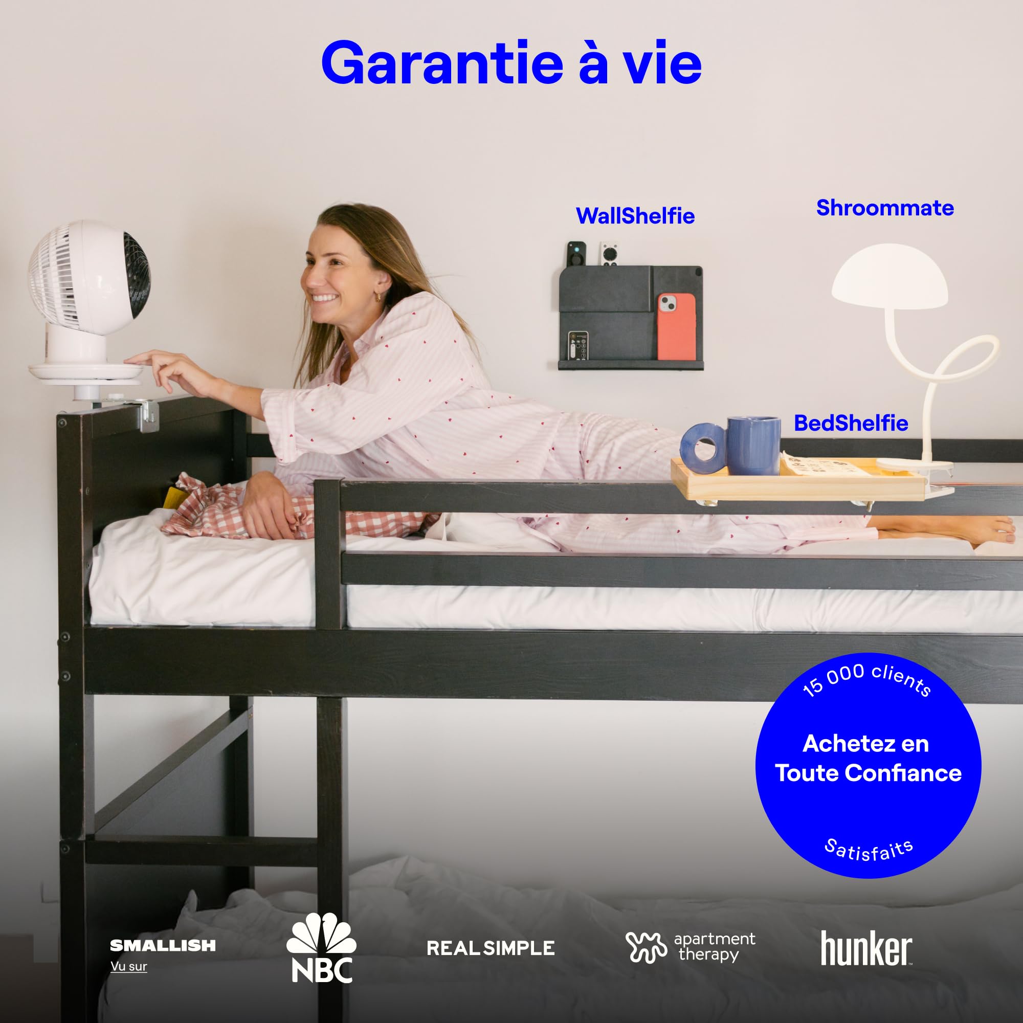 Lampe de Chevet À Pince LED Multicolore Changeante avec Adaptateur, Lampe de Lecture Lit, Lumière de Bureau, Tête de Lit (Blanc)