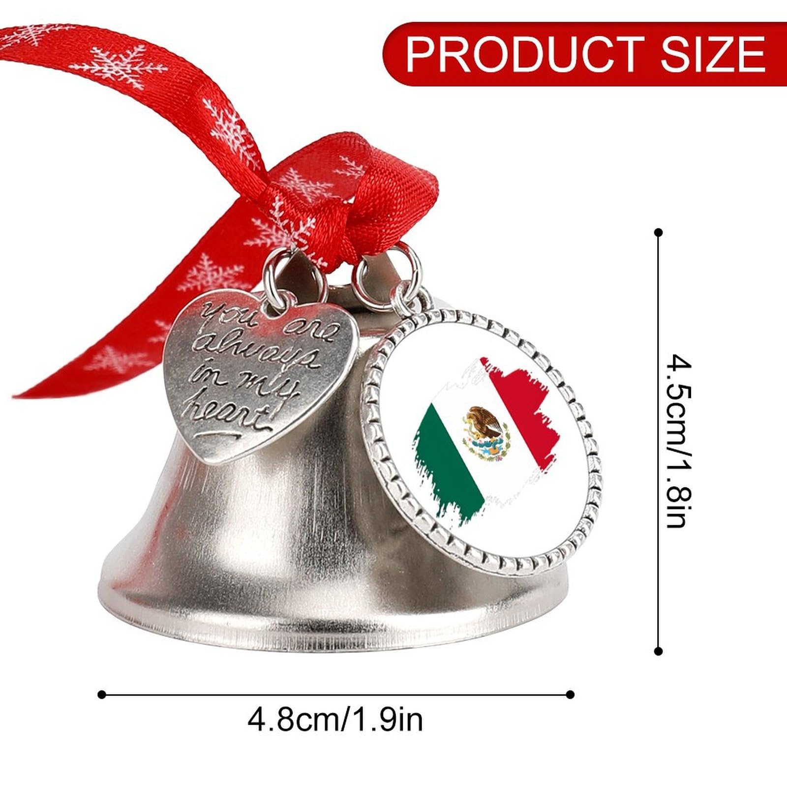 Mexico Mexican Flag Funny Christmas Bell Ornament Cute Xmas Tree Hanging Pendant Decoration for Holidays Party