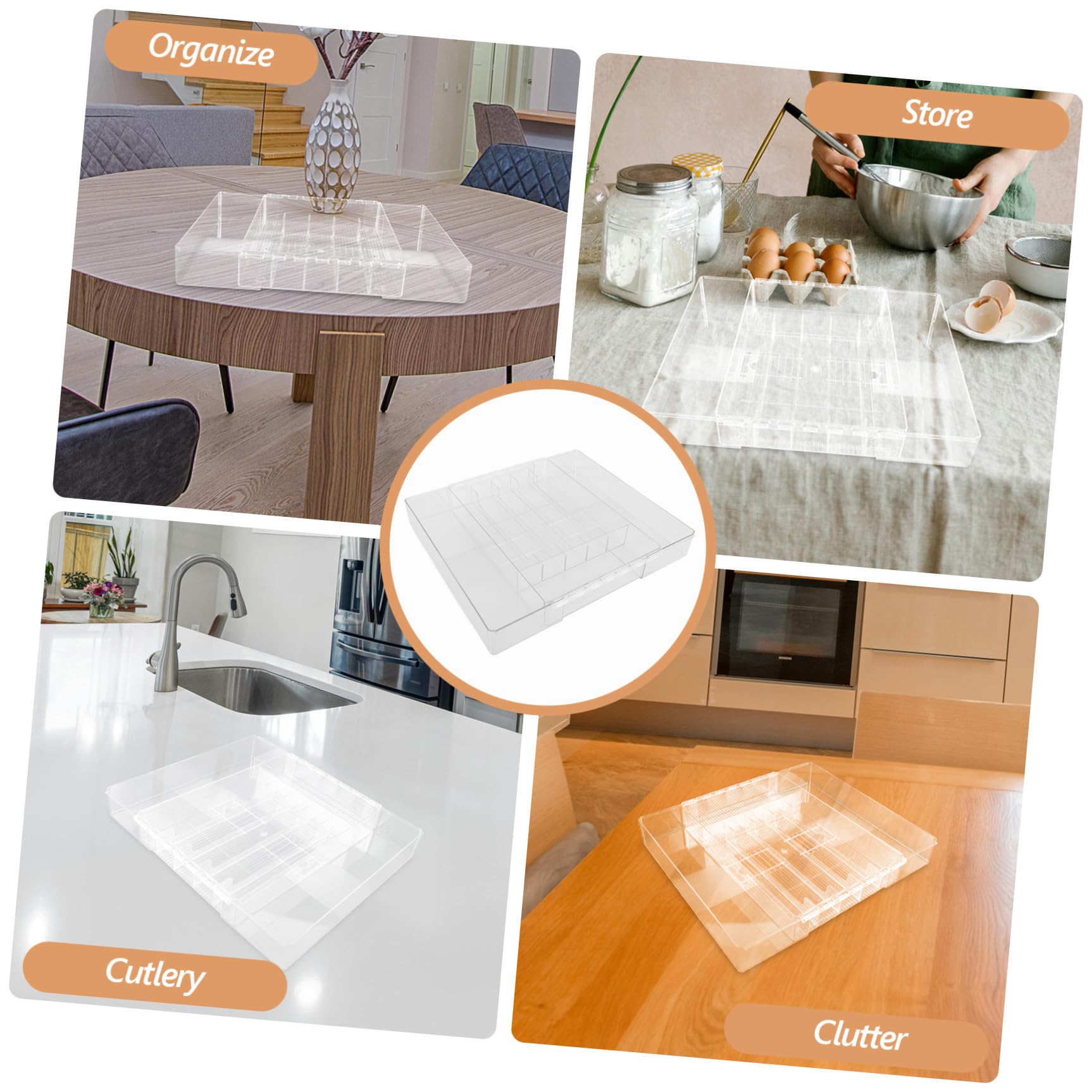 Erweiterbarer Organizer Acryl Mehreren Fächern Besteckkasten mit Robuster Küchenbesteck Organizer und Starker und Splitterfreier für Schubladen Büro
