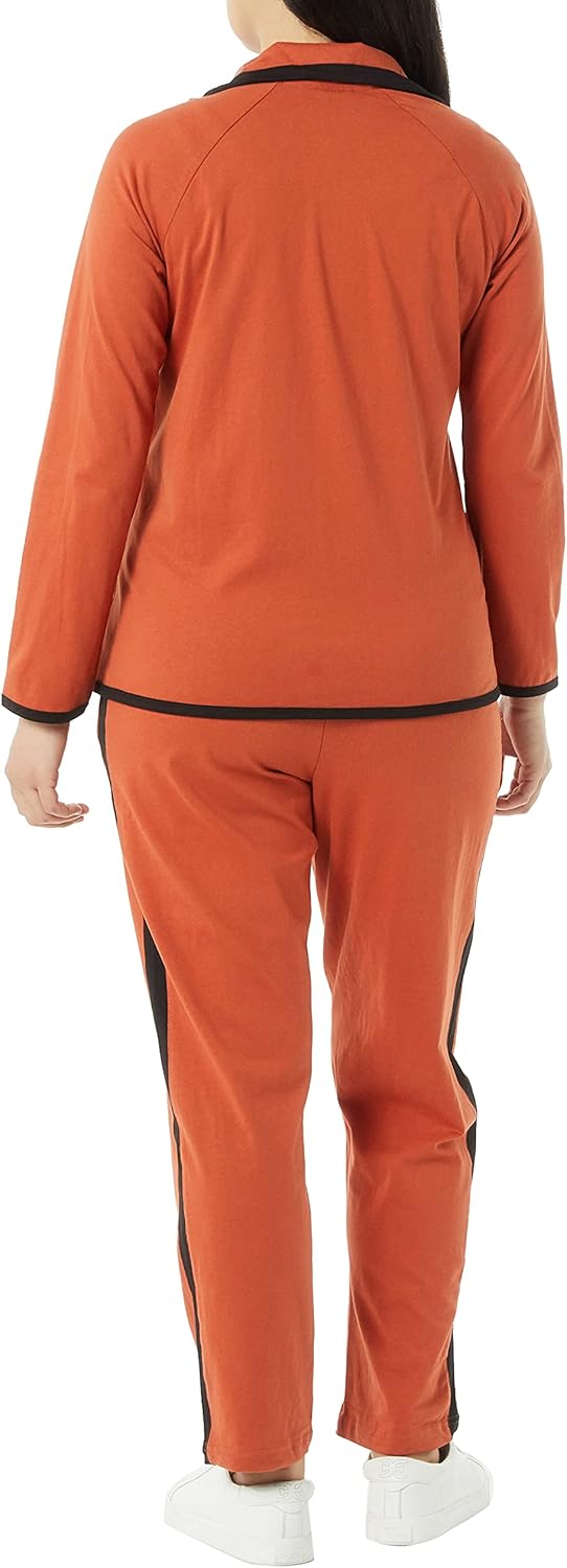 AmeriMark Women Striped Sweatsuit Set – Soft 2-Piece Tracksuit Zip-up Jacket Elastic Waist Pants – Relaxed Athletic Outfit