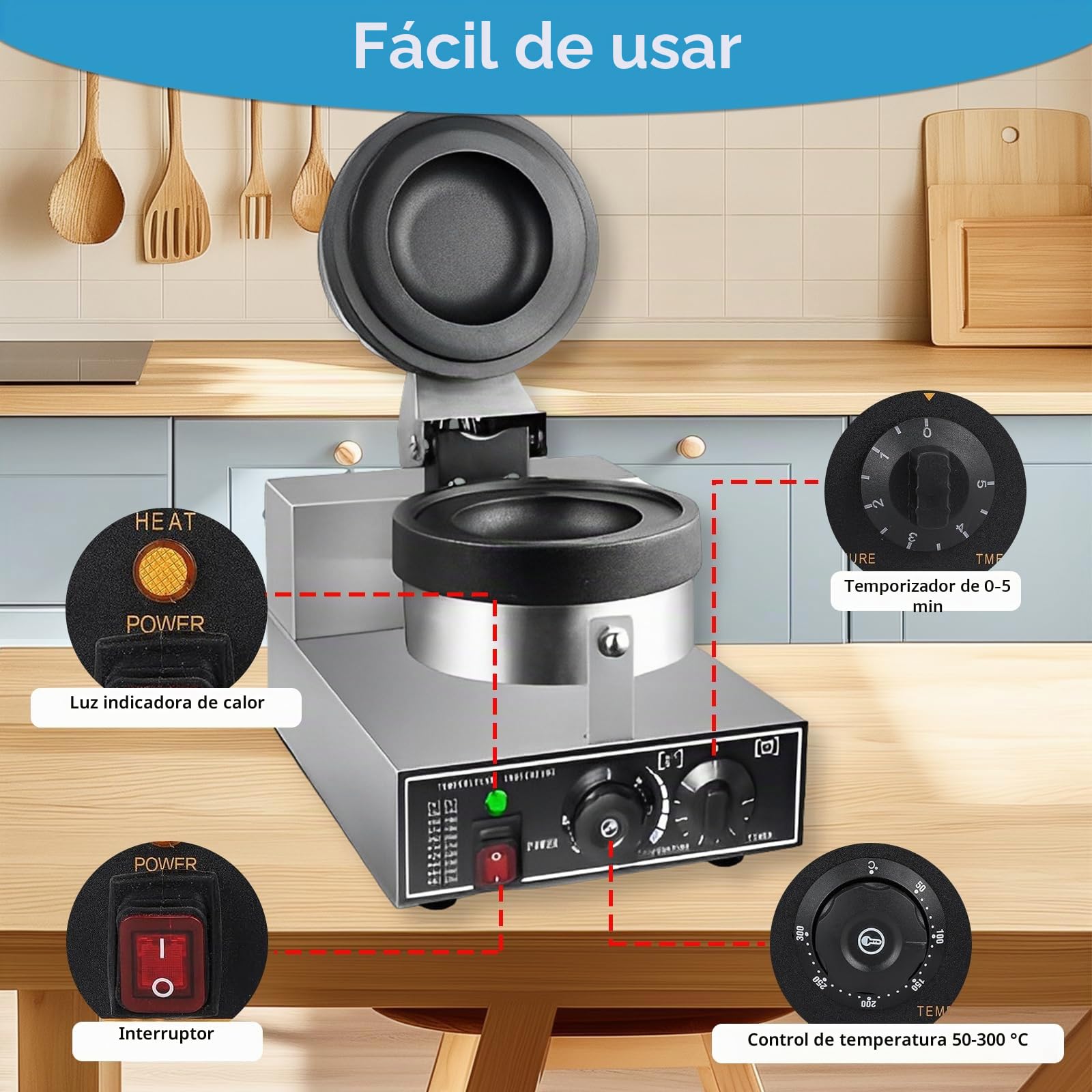 Máquina Para Hacer Hamburguesas UFO, Máquina para Hacer Hamburguesas | con Helado Comercial, Control de Temperatura de 50 °C a 300 °C, Ajuste de Tiempo de 0 a 5 Minutos para Comercial y Doméstico