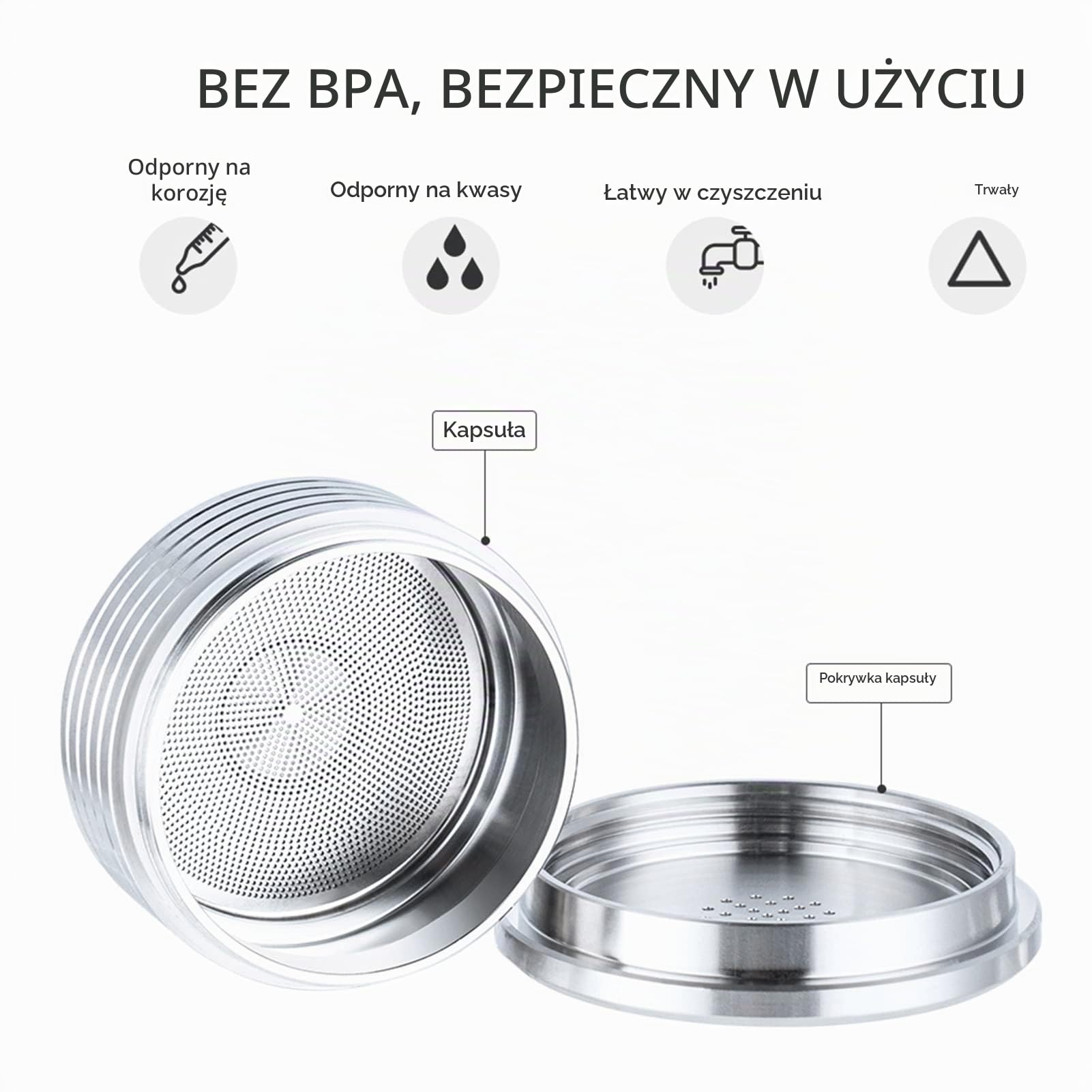 Kapsułki do kawy wielokrotnego użytku ze stali nierdzewnej wielokrotnego użytku filtr filiżanki kapsułki do kawy kompatybilny z Delta Q