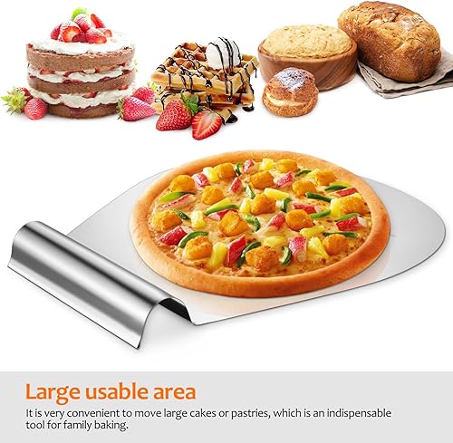 Miniatura 5 de Soporte para tartas Pala de pizza Bandeja de pastel de acero Levantador de pasteles Herramienta para hornear Levantador seguro para pasteles Pizza