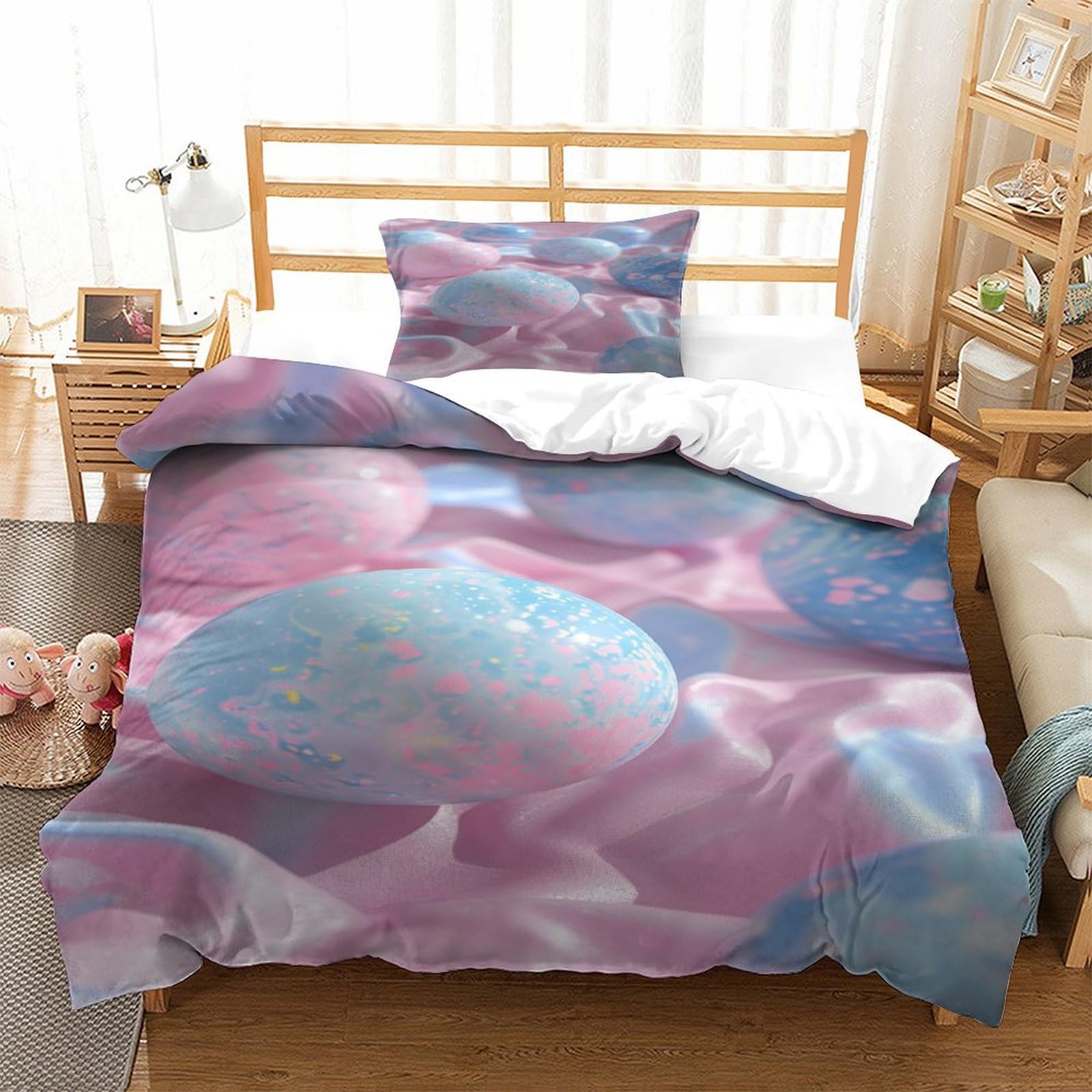 P1S9U7W5Y Fantasy Jellyfish 3D Printed Duvet Cover Set 3pcs Microfiber Ocean Style Bedding Set Single（135x200cm）