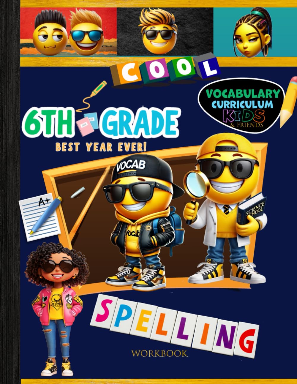 6th Grade Spelling Vocab Workbook: Grade 6 Vocabulary Words Homeschool Curriculum Worksheets Book: Answer Key, Grades Tracker Sheets and End-of-Year-Elevation Form
