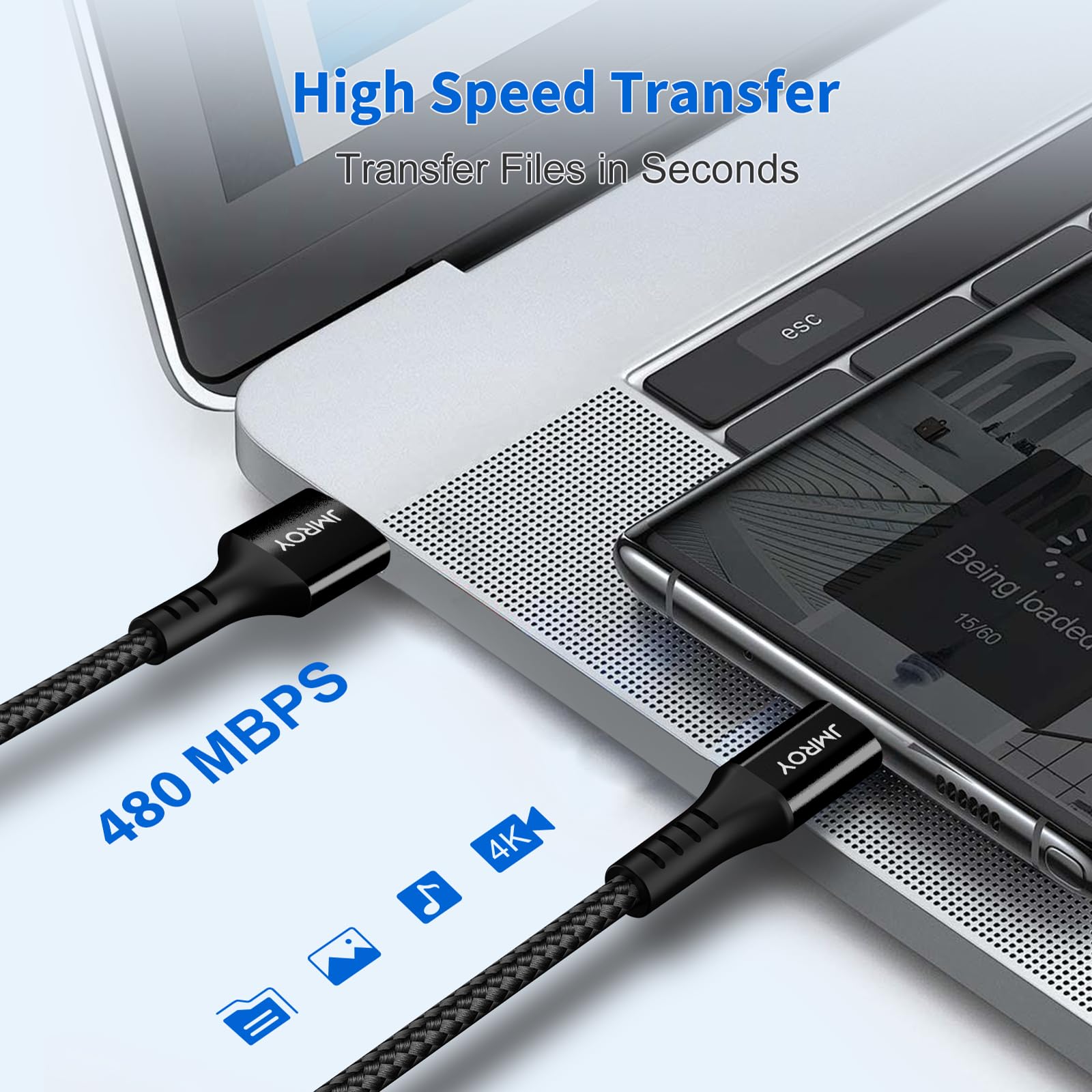 Cavo da USB a USB C, lungo 3 m, cavo di ricarica veloce USB tipo C intrecciato compatibile con Samsung Galaxy S20 Plus S21 S22 S23 S10 S9 S8, A20E A50 A51 A70 A71, PS5, Switch, Huawei P40, LG, Google